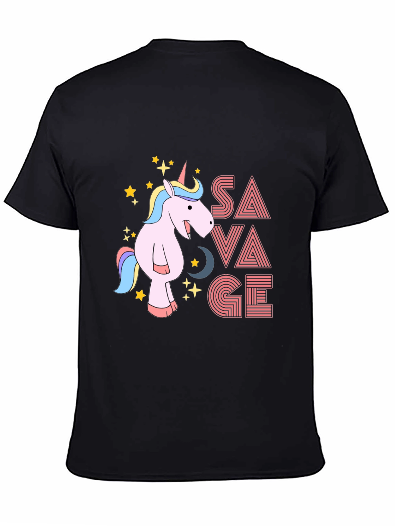 Black Savage Unicorn Graphic Tee - Black Cotton view 4