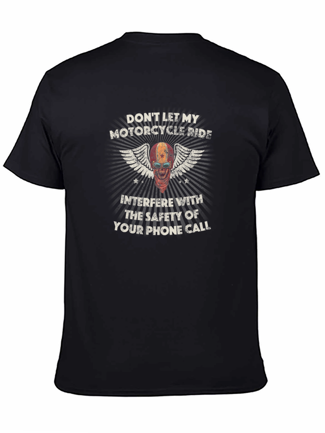 Black Motorcycle Ride T-Shirt - Safety First! view 4