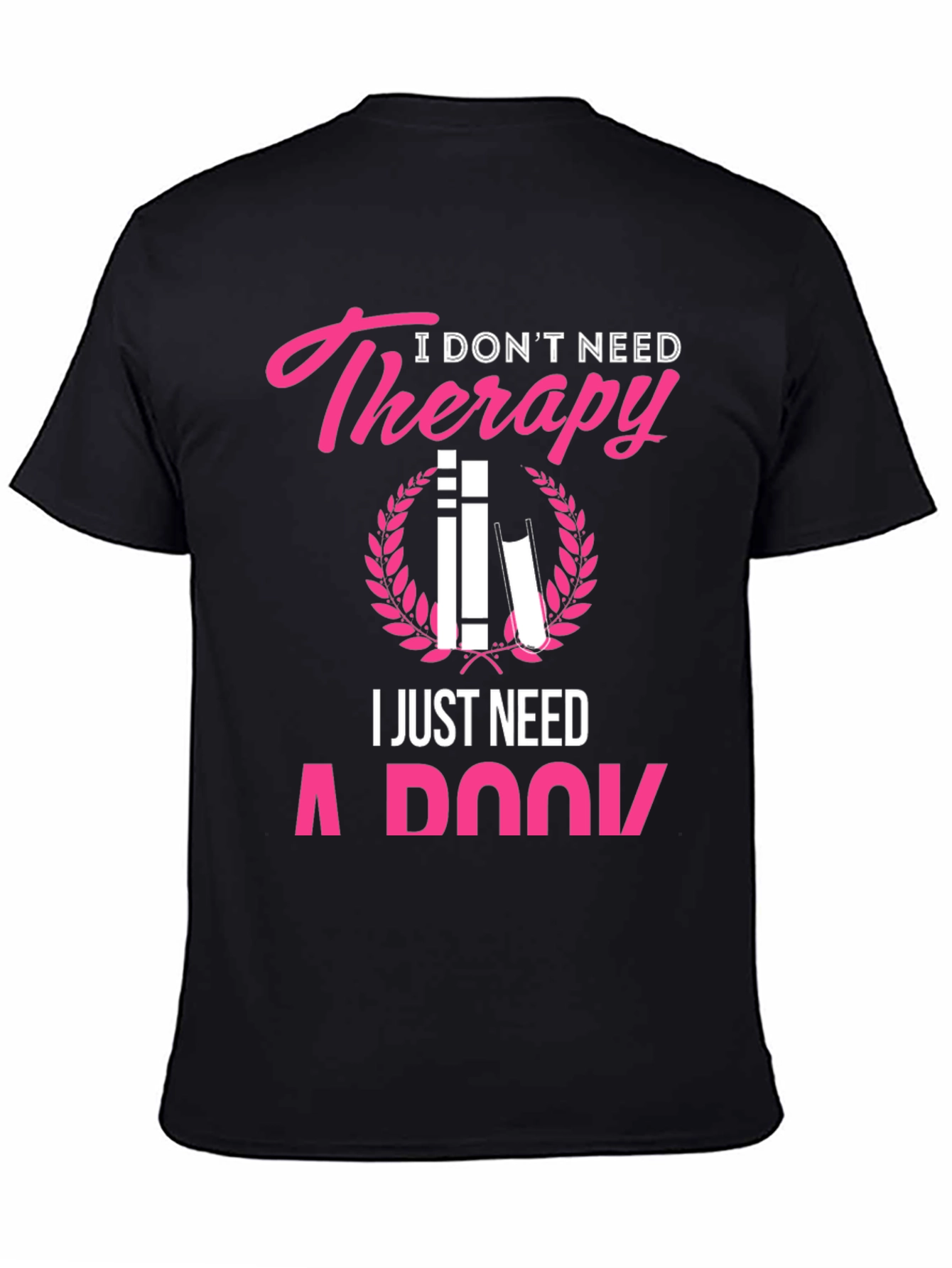 Black Therapy Book Lover Graphic T-Shirt view 4
