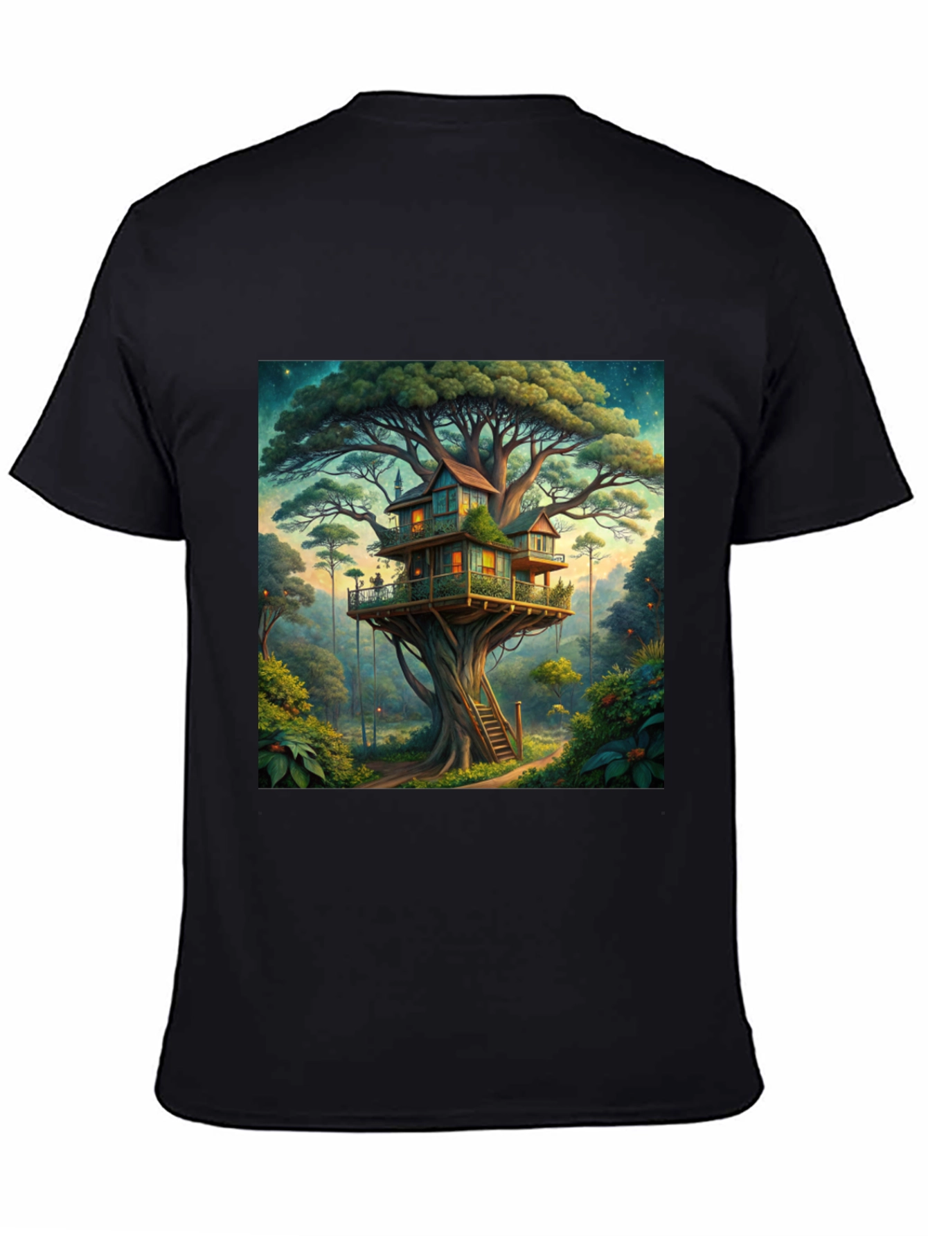Black Treehouse Graphic Tee - Nature Lover's T-Shirt view 4
