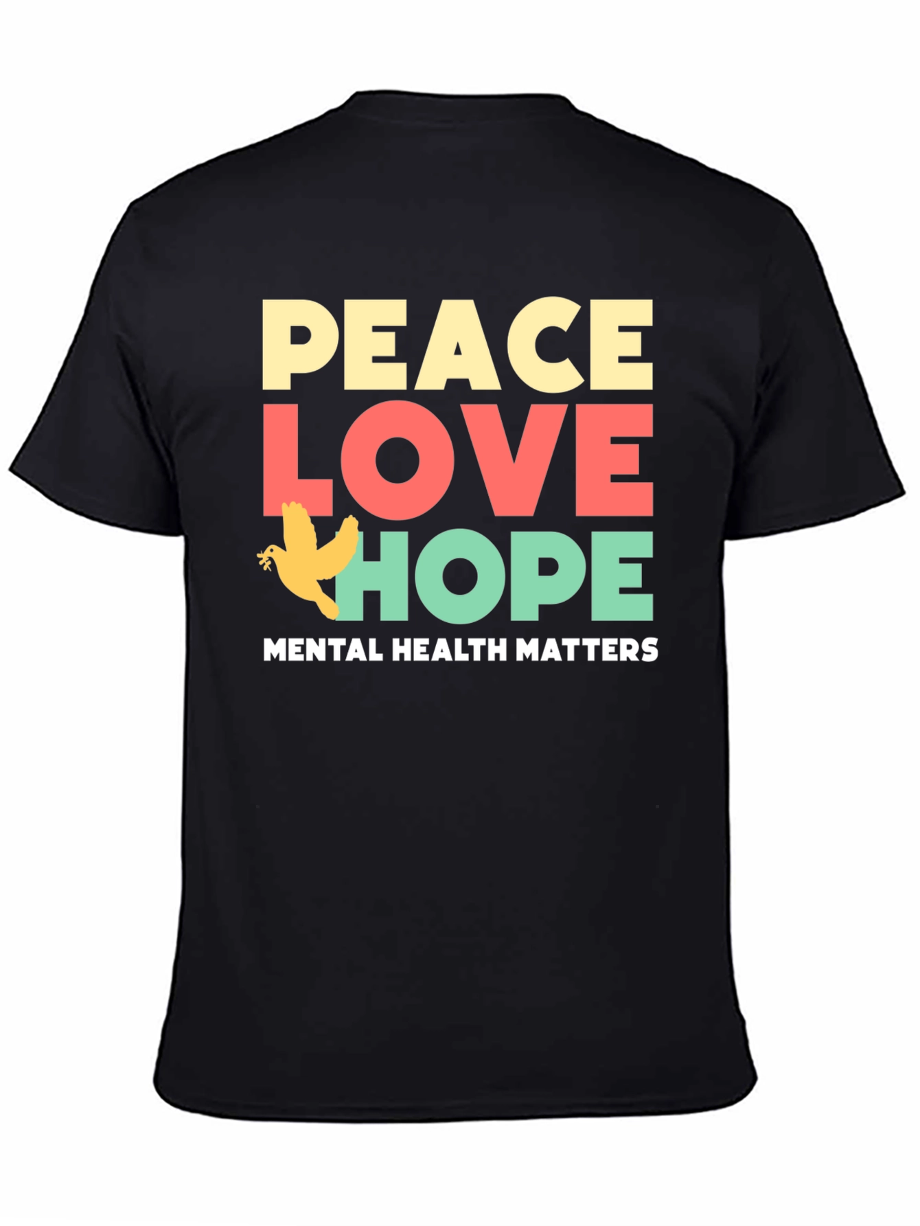 Black Peace Love Hope T-Shirt Mental Health Awareness Tee view 4