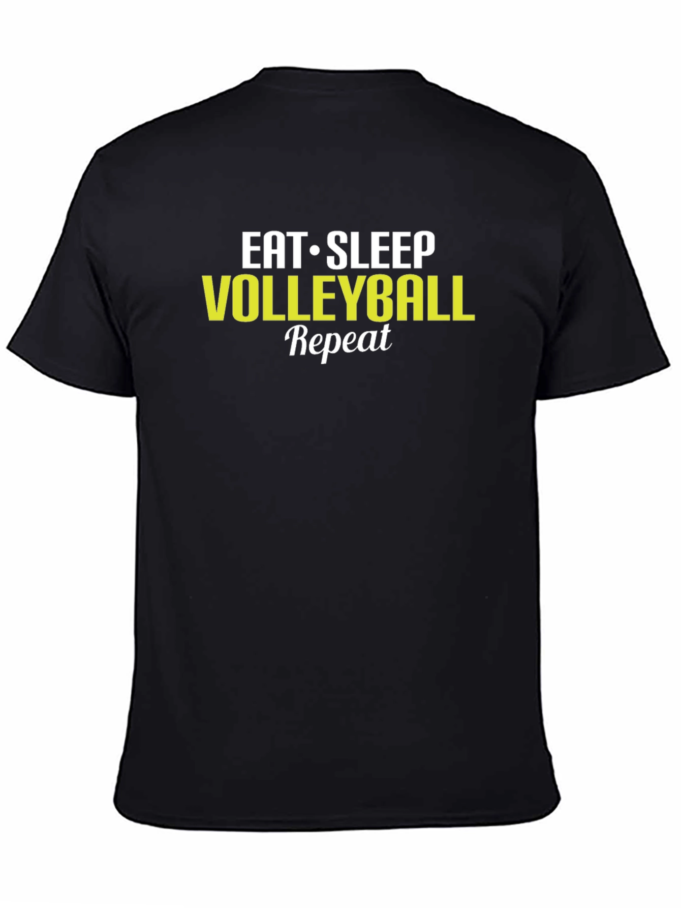 Black Eat Sleep Volleyball Repeat Black T-Shirt view 4
