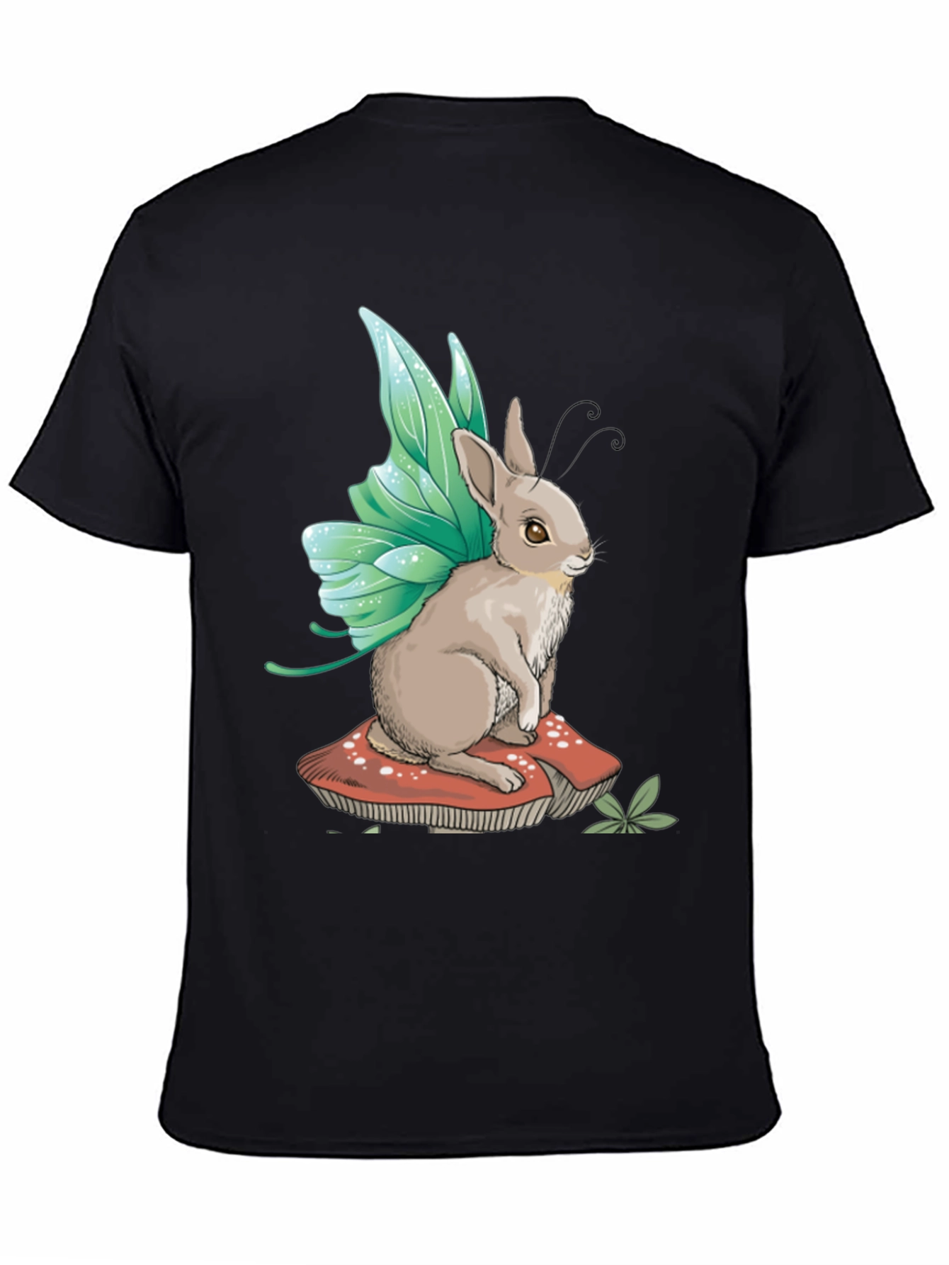 Black Fairy Rabbit Graphic Tee - Fantasy Creature T-Shirt view 4