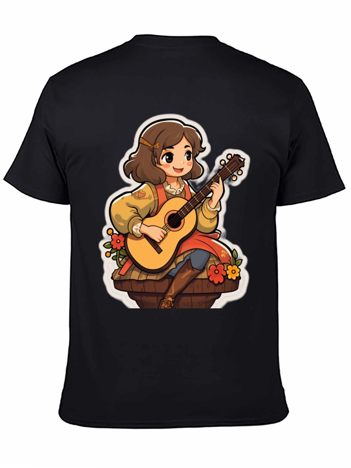 Black Guitar Girl T-Shirt - Musical Style view 4