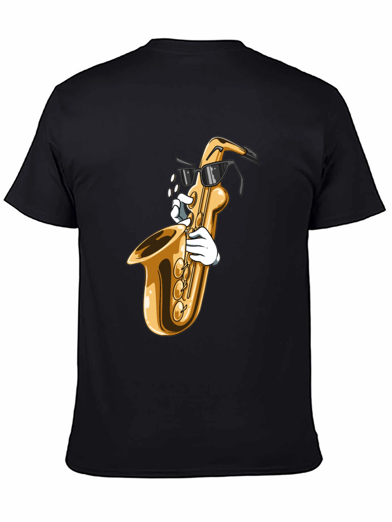 Black Cool Saxophone Graphic Tee - Music Lover Shirt view 4