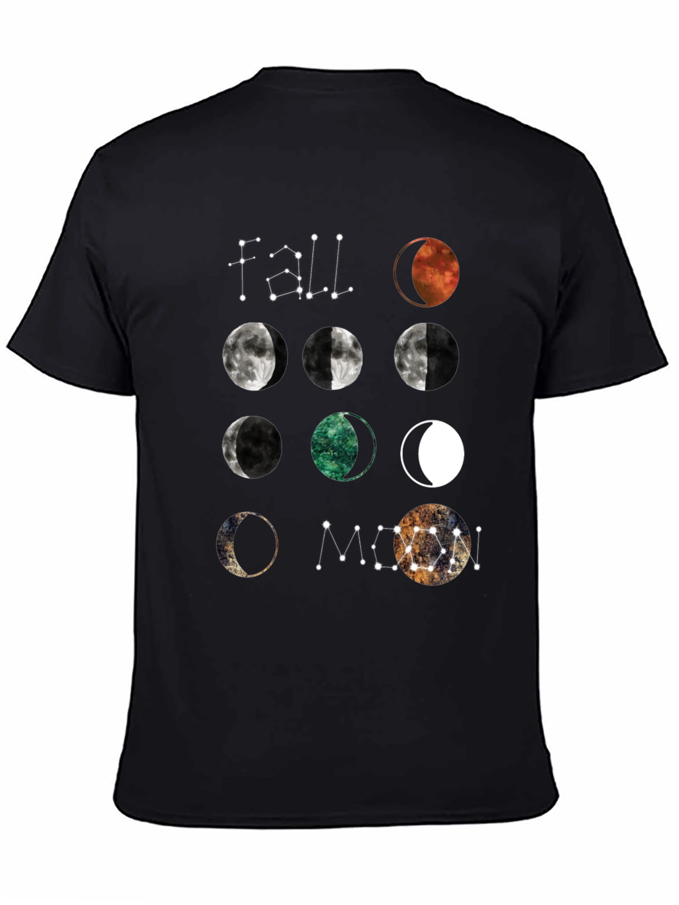 Black Moon Phases Graphic T-Shirt - Celestial Design view 4