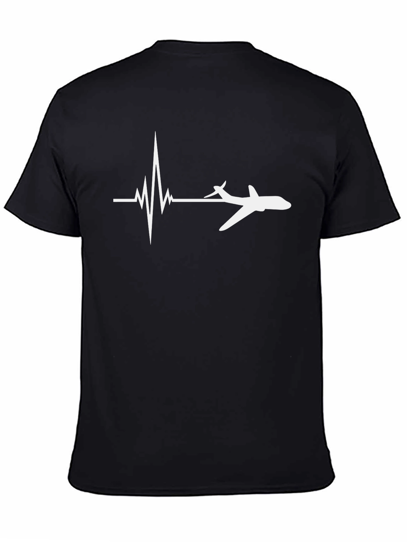 Black Pilot Heartbeat T-Shirt - Aviation Lover Tee view 4