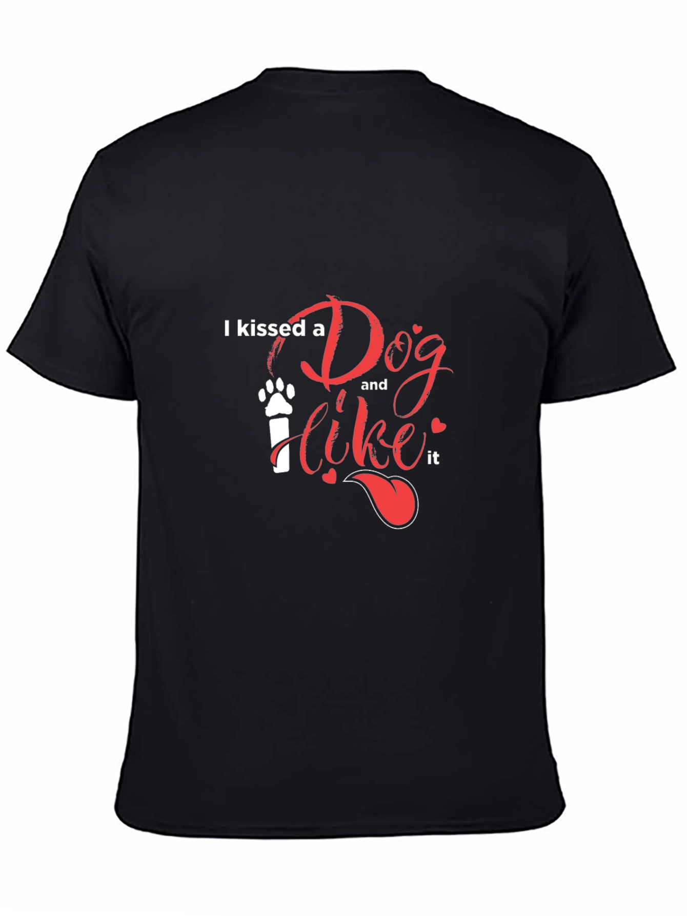 Black I Kissed A Dog T-Shirt - Casual Black Tee view 4