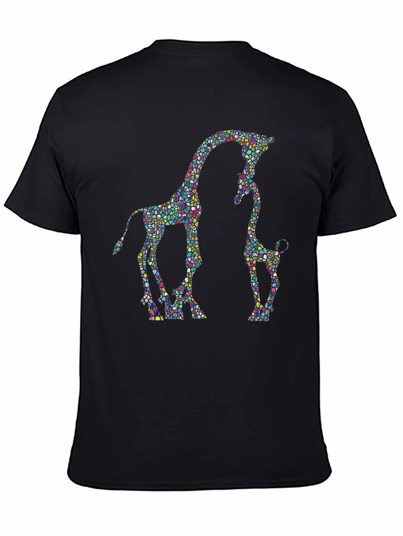 Black Giraffe Mosaic Graphic T-Shirt - Stylish Black Tee view 4