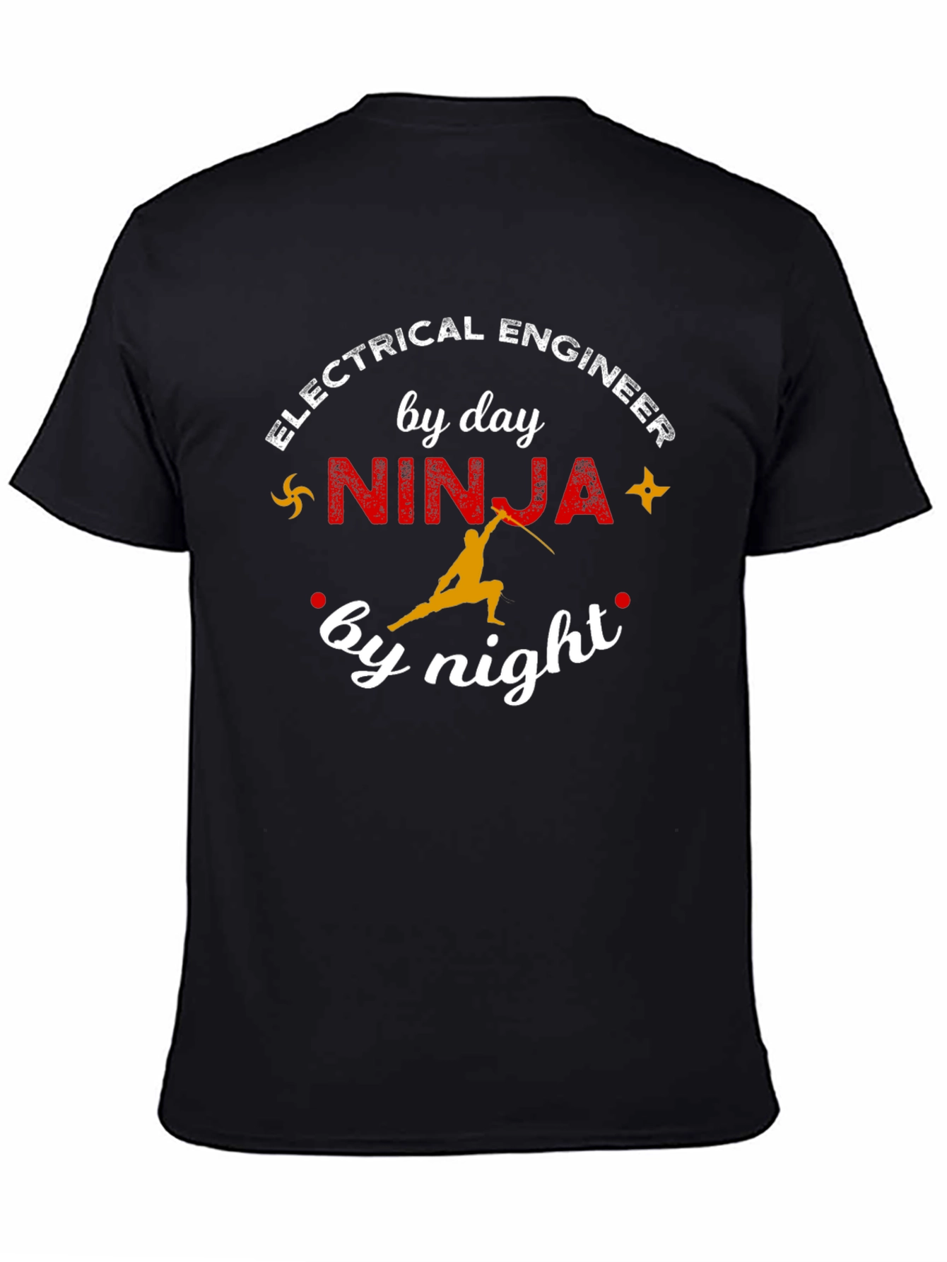 Black Electrical Engineer Ninja Graphic T-Shirt view 4