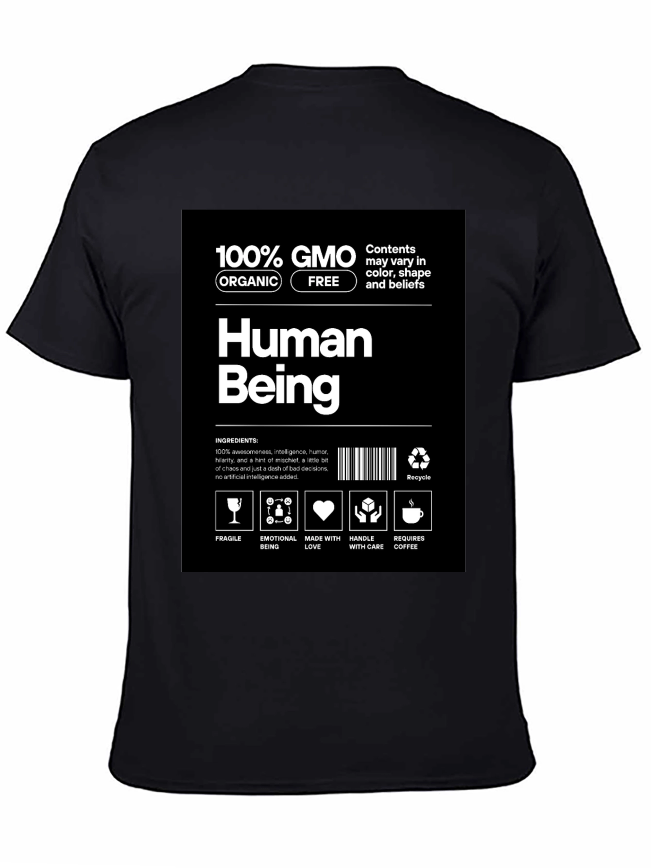 Black Human Being Ingredients T-Shirt view 4