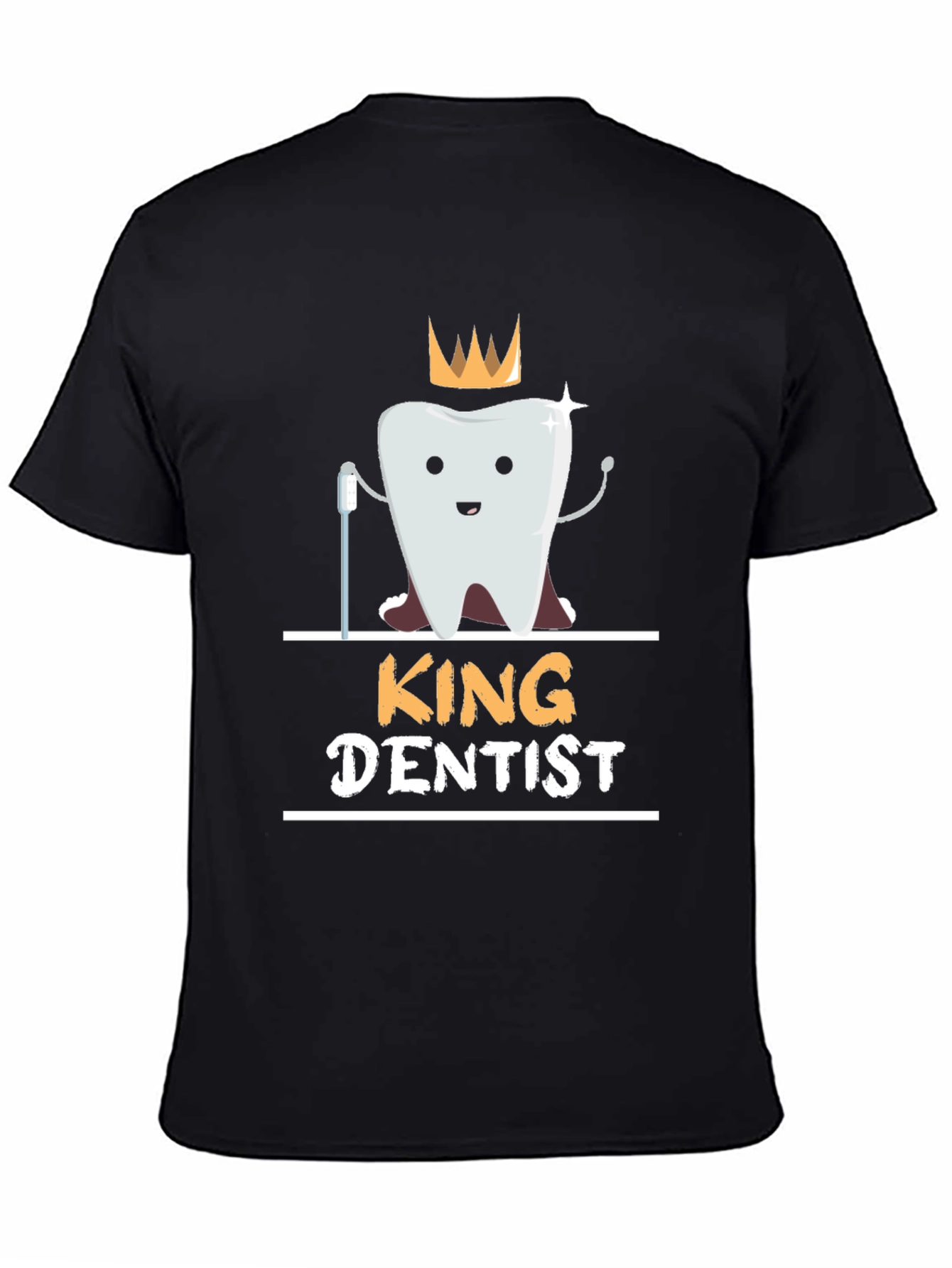Black King Dentist T-Shirt - Funny Dental Hygienist Tee view 4