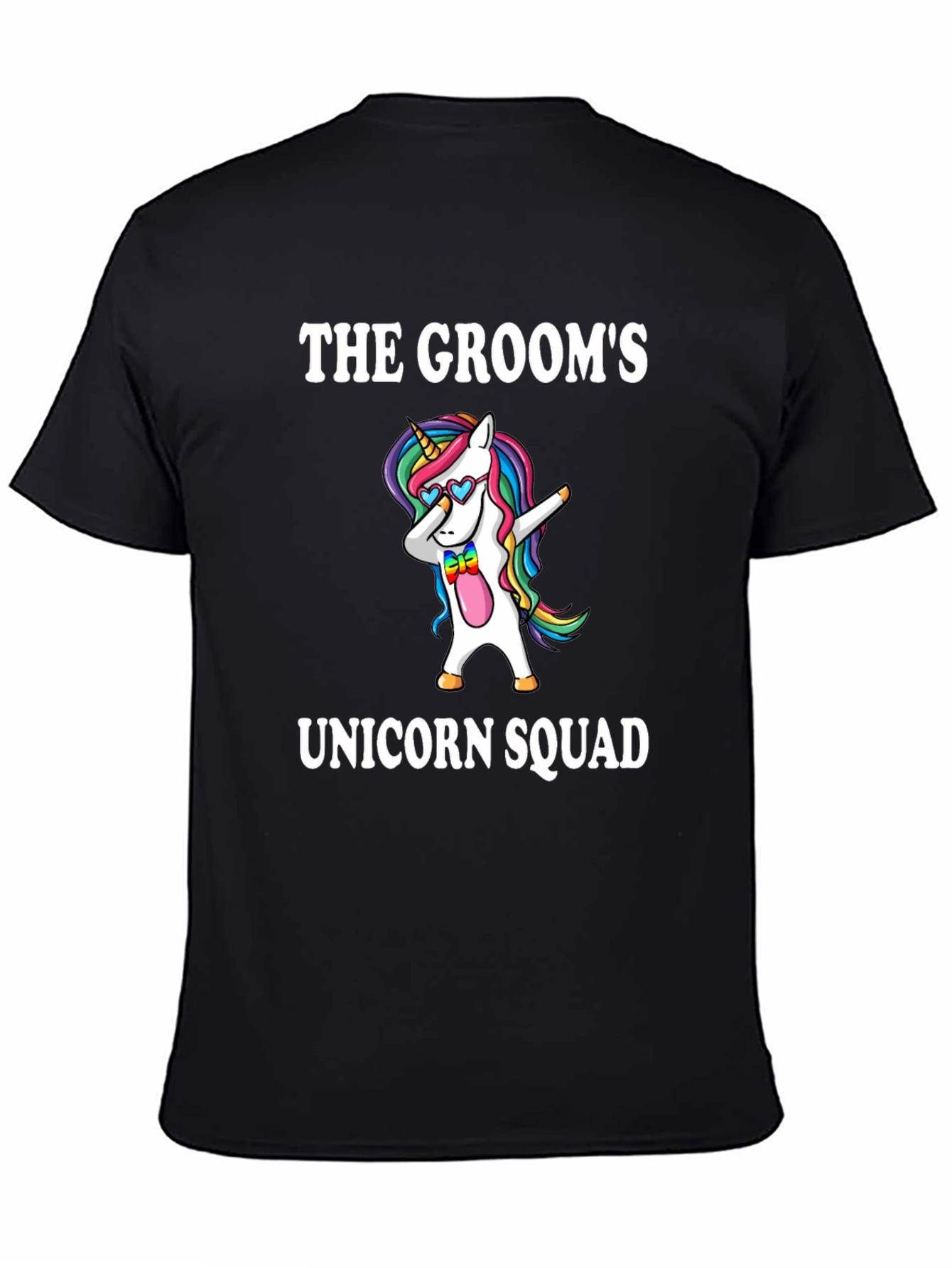Black Groom's Unicorn Squad Black T-Shirt view 4