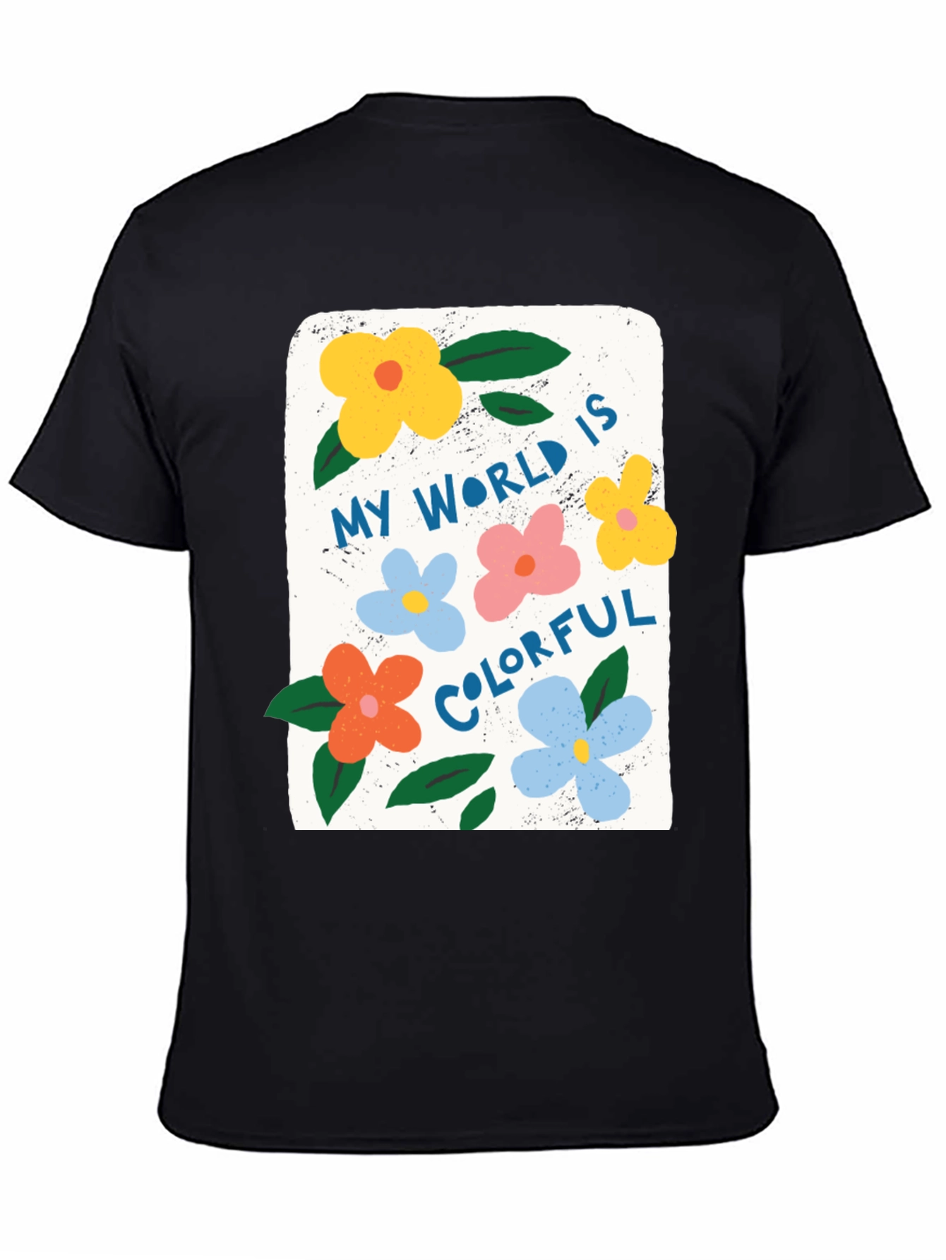 Black Colorful World Graphic Tee - Comfort & Style view 4
