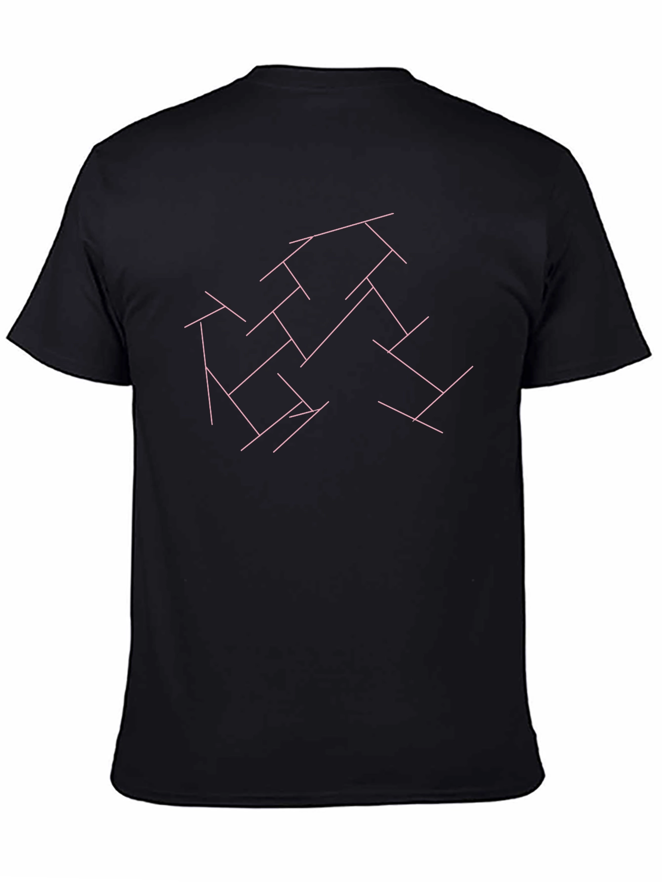 Black Geometric Line Art Black T-Shirt view 4