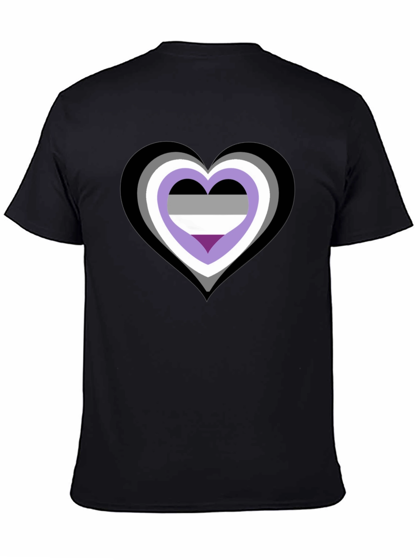 Black Asexual Pride Heart Graphic Tee - Black Cotton Blend view 4