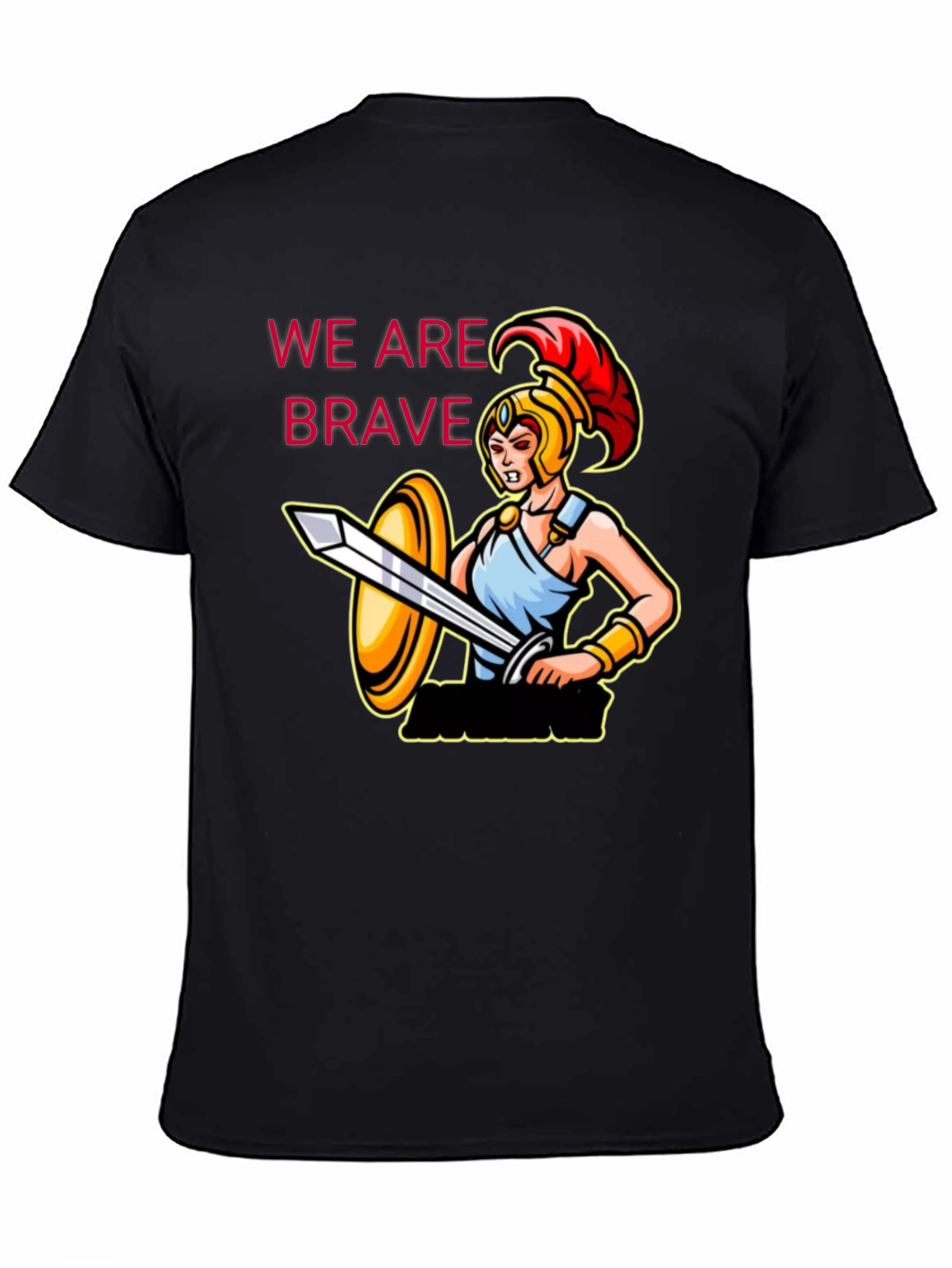 Black Brave Warrior Graphic Tee - Black Cotton T-Shirt view 4