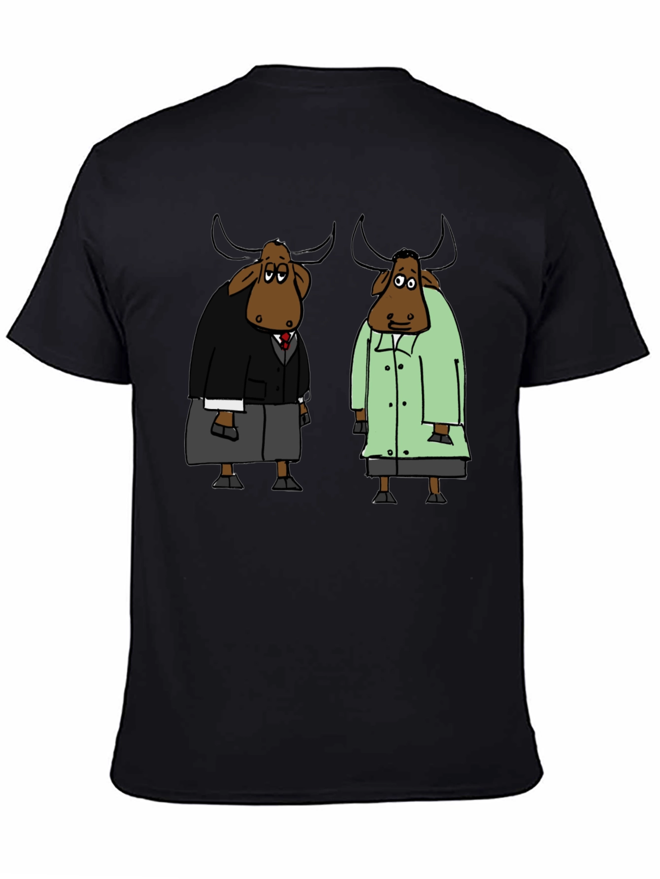 Black Cartoon Buffalo Black T-Shirt view 4
