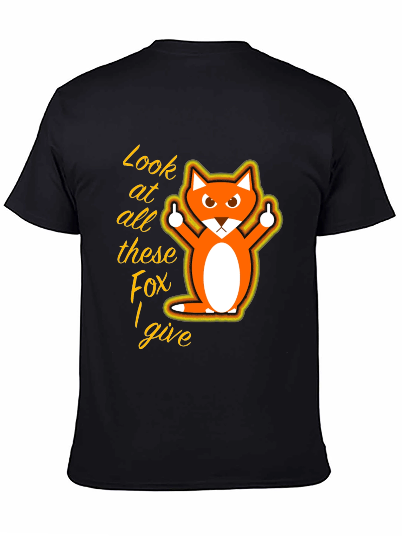 Black Funny Fox Graphic T-Shirt - Look at All These Fox I Give view 4