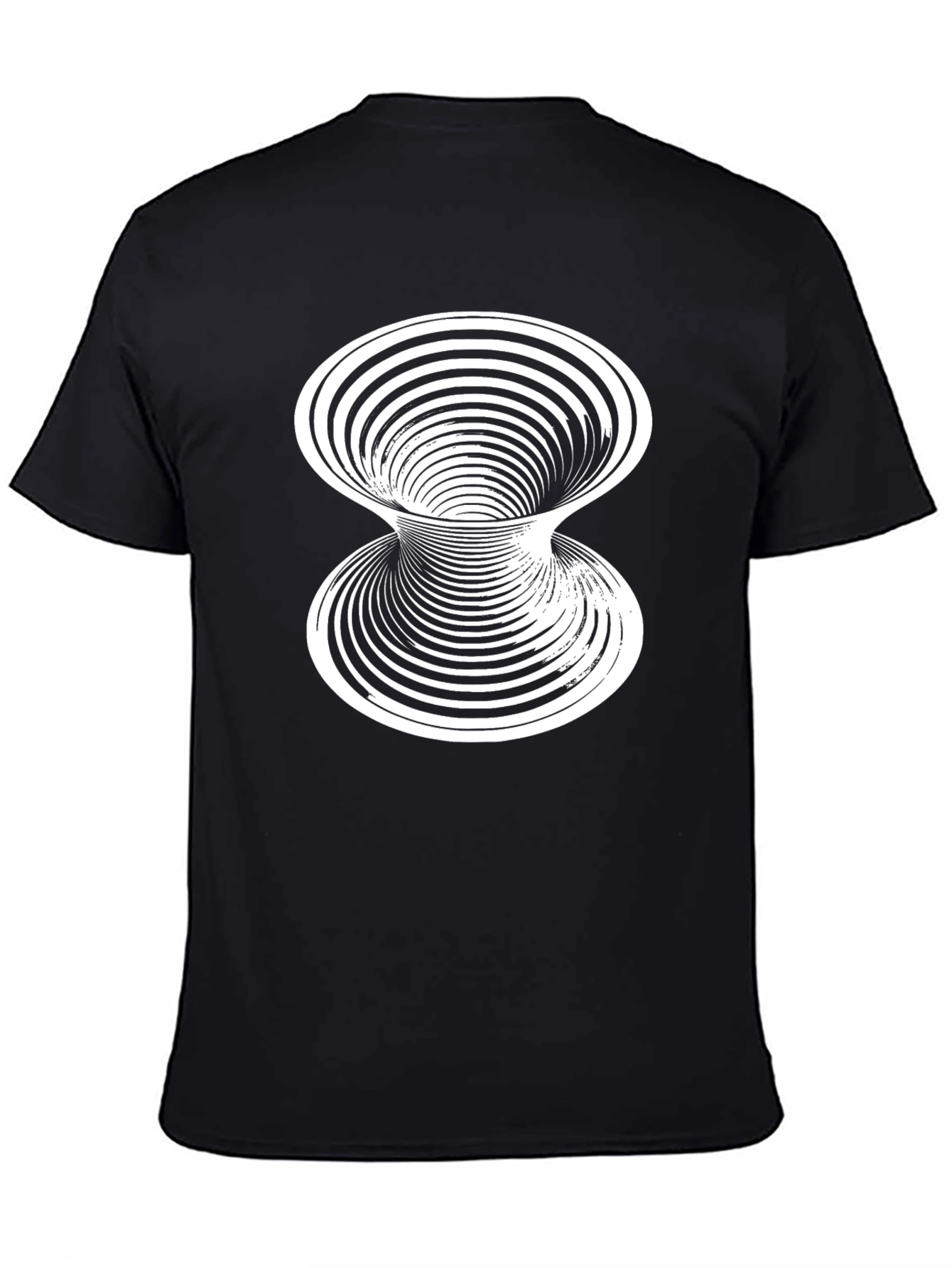 Black Optical Illusion Graphic Tee - Black Cotton T-Shirt view 4