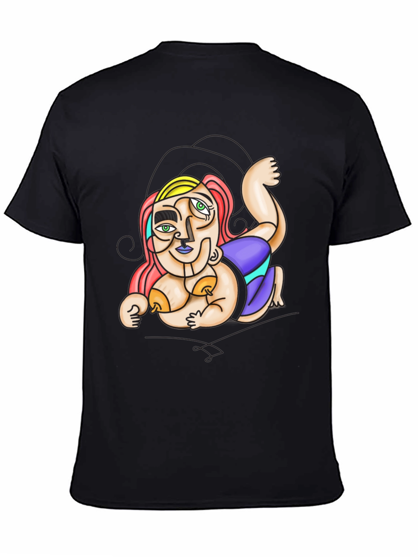 Black Abstract Art Graphic Tee view 4