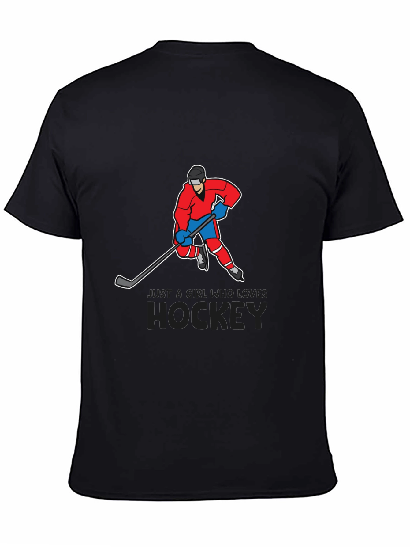 Black Hockey Lover T-Shirt - Just a Girl Who Loves Hockey Tee view 4