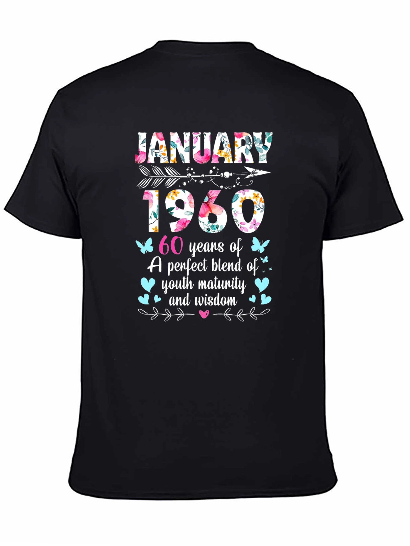 Black January 1960 60th Birthday T-Shirt view 4