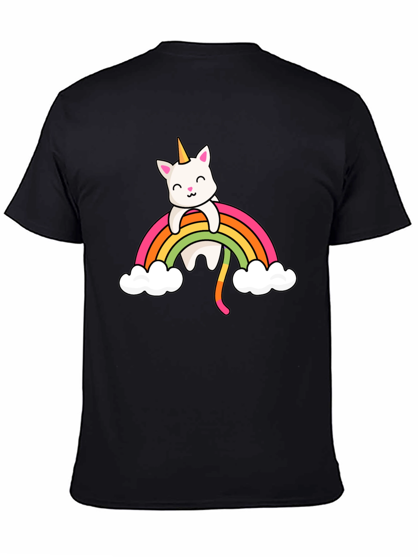 Black Unicorn Cat Rainbow T-Shirt view 4