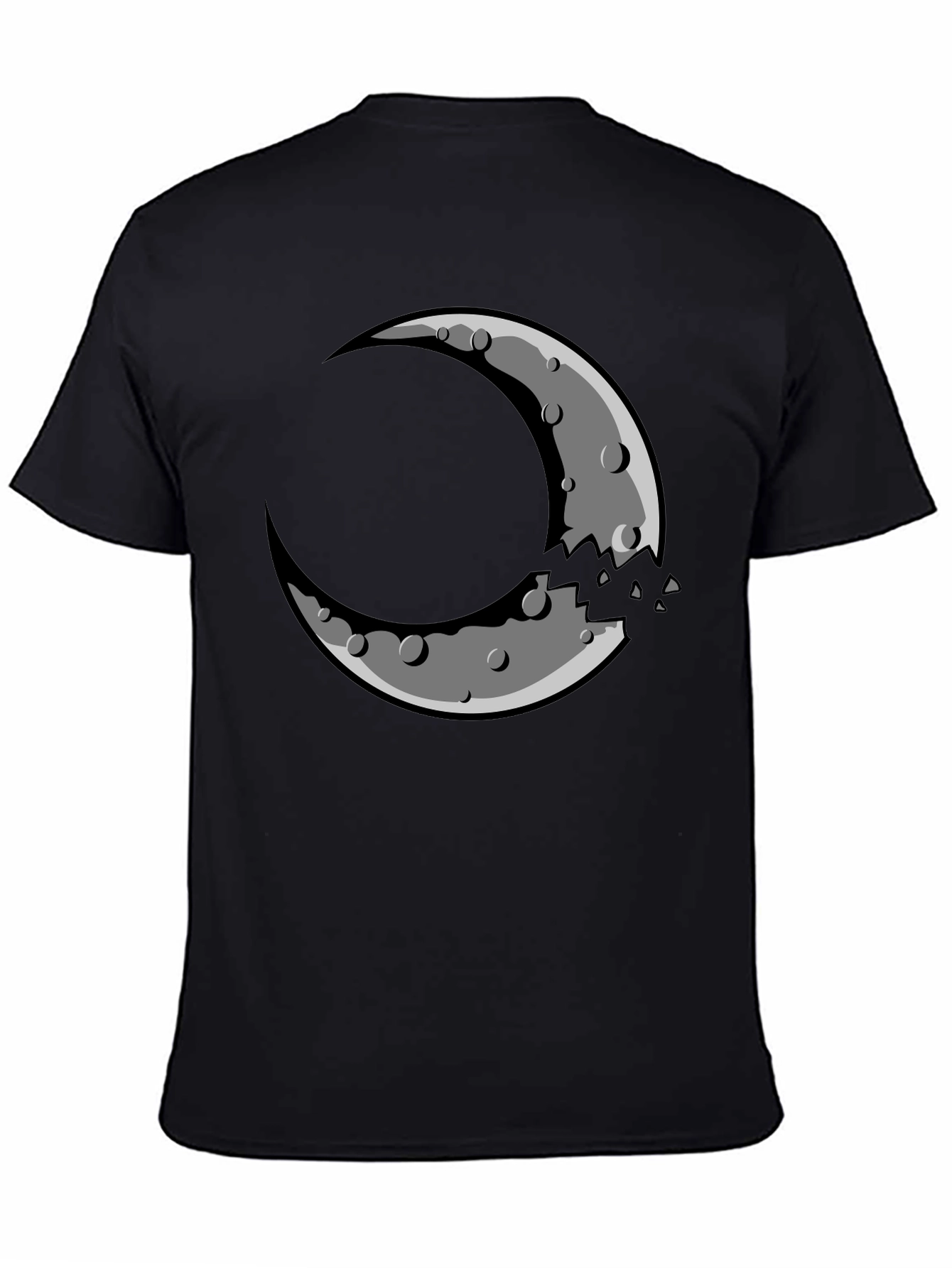 Black Crescent Moon Graphic Tee - Black Cotton Blend Shirt view 4