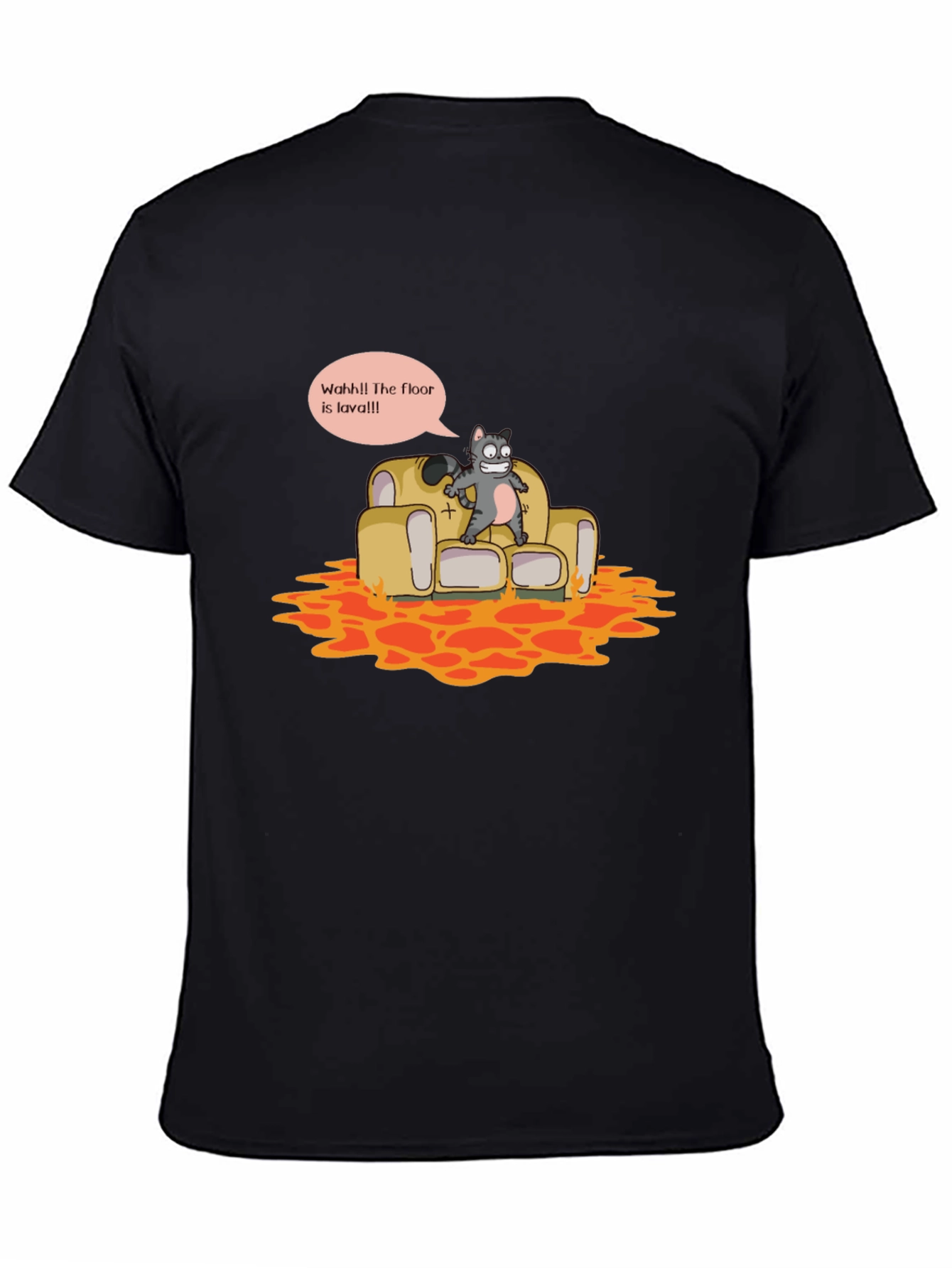 Black The Floor is Lava Funny Graphic Tee view 4
