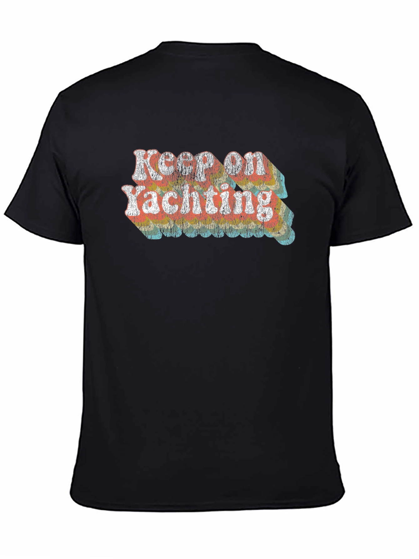 Black Keep on Yachting Retro Graphic Tee - Black view 4