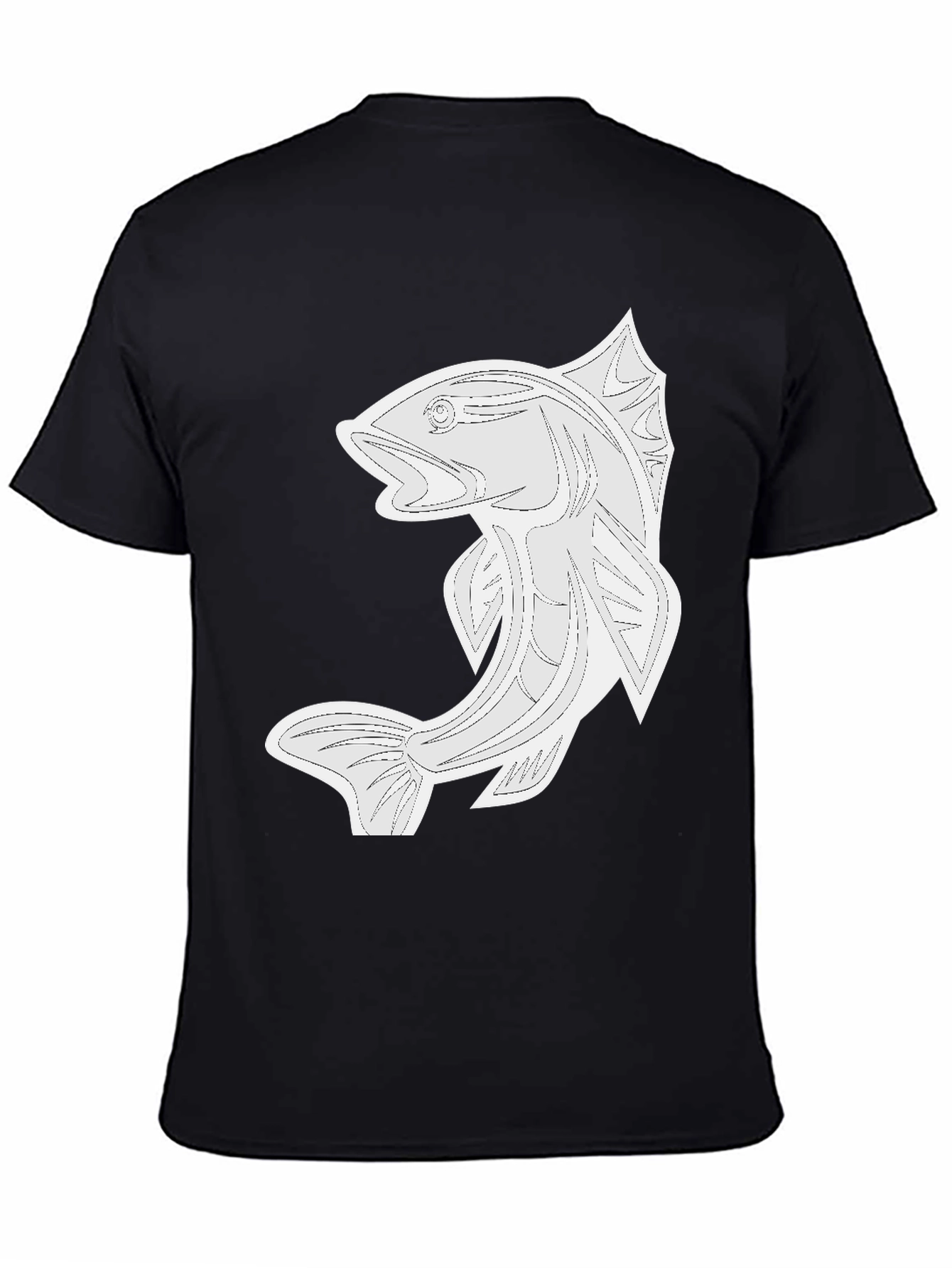 Black Black Graphic Tee - Fish Design view 4