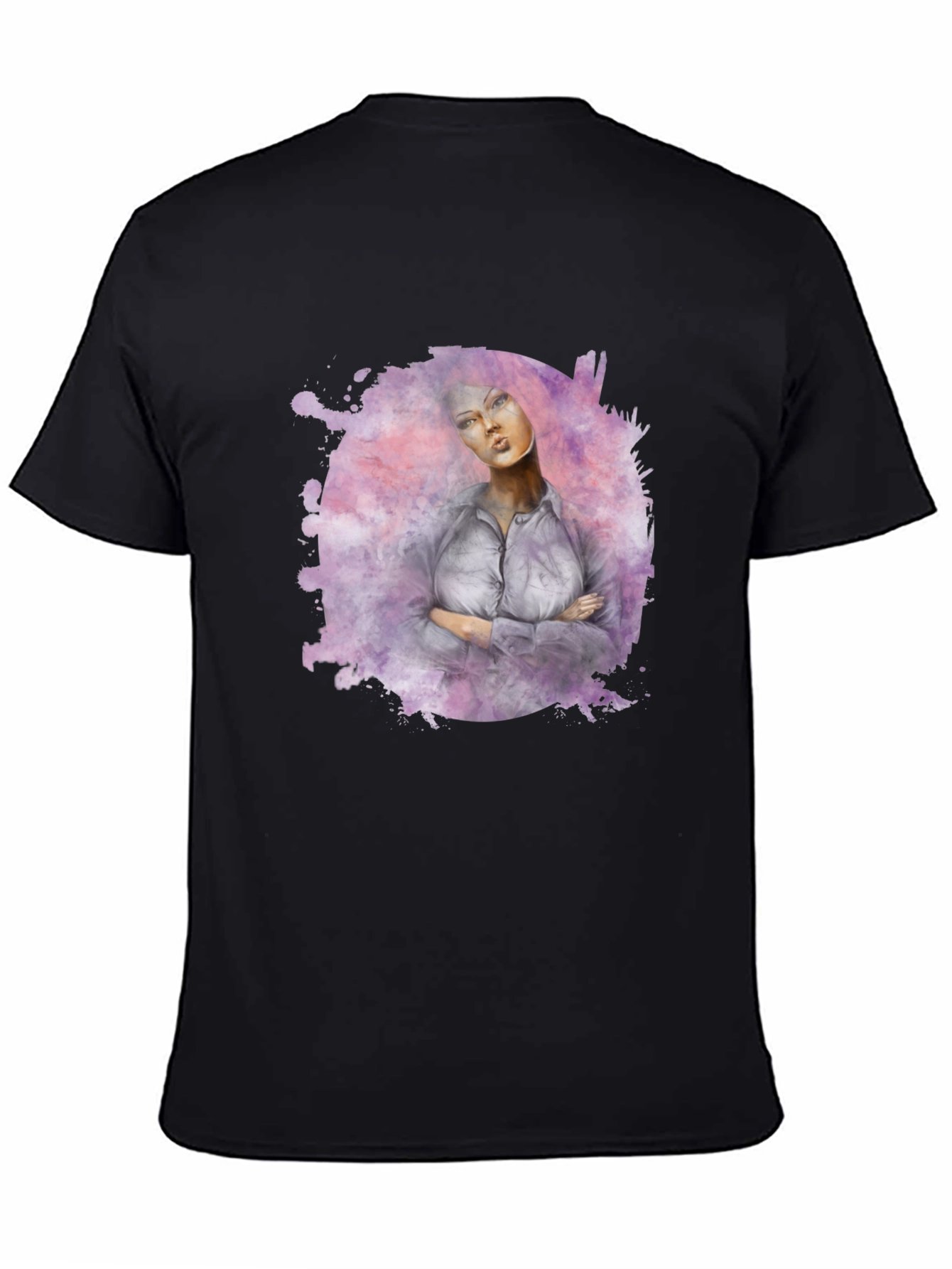 Black Watercolor Woman Graphic Tee - Unique Artistic Design view 4