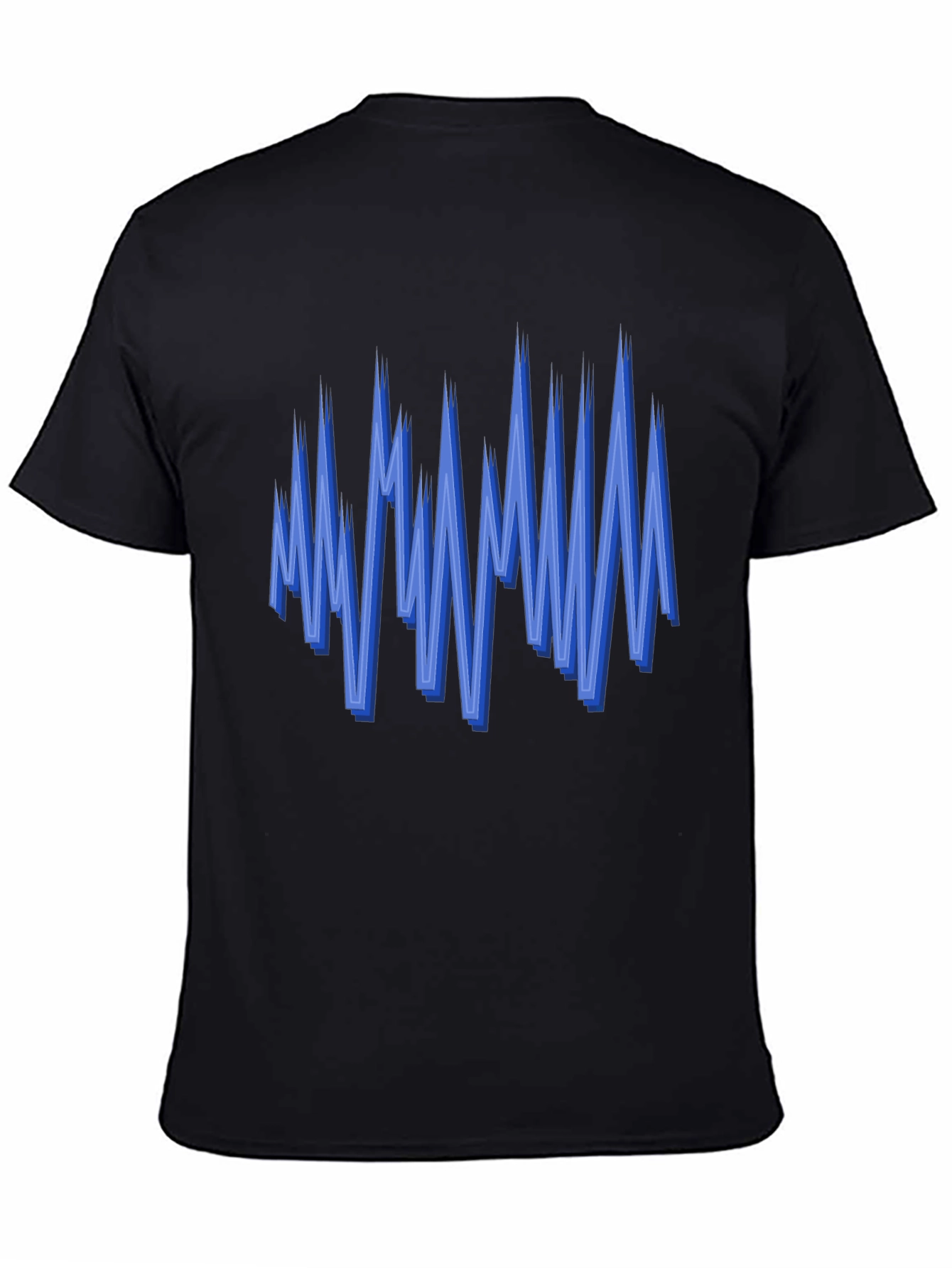 Black Abstract Blue Graphic Print Black Tee view 4