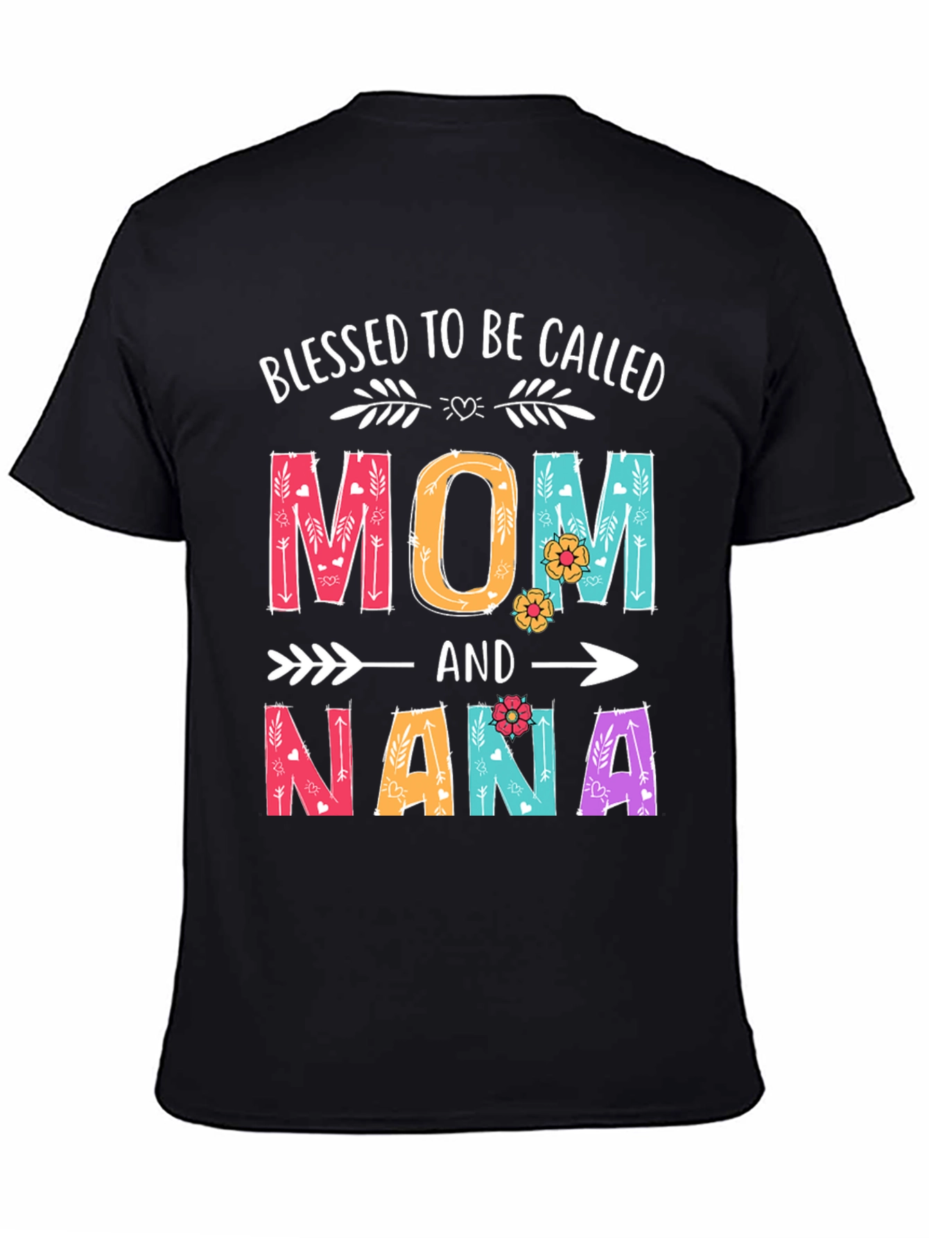 Black Blessed Mom & Nana T-Shirt view 4