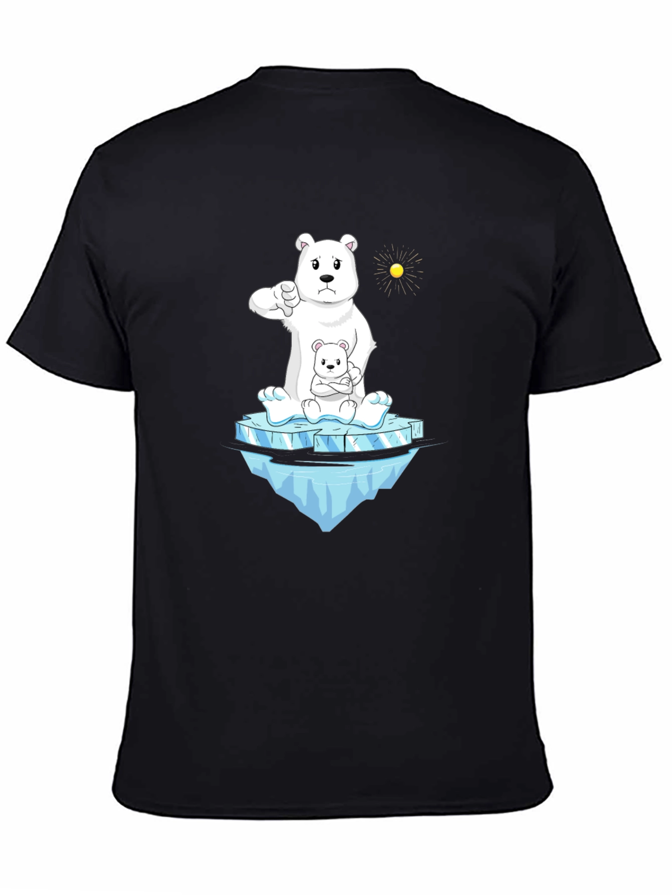 Black Polar Bear Cartoon Graphic Tee - Black view 4