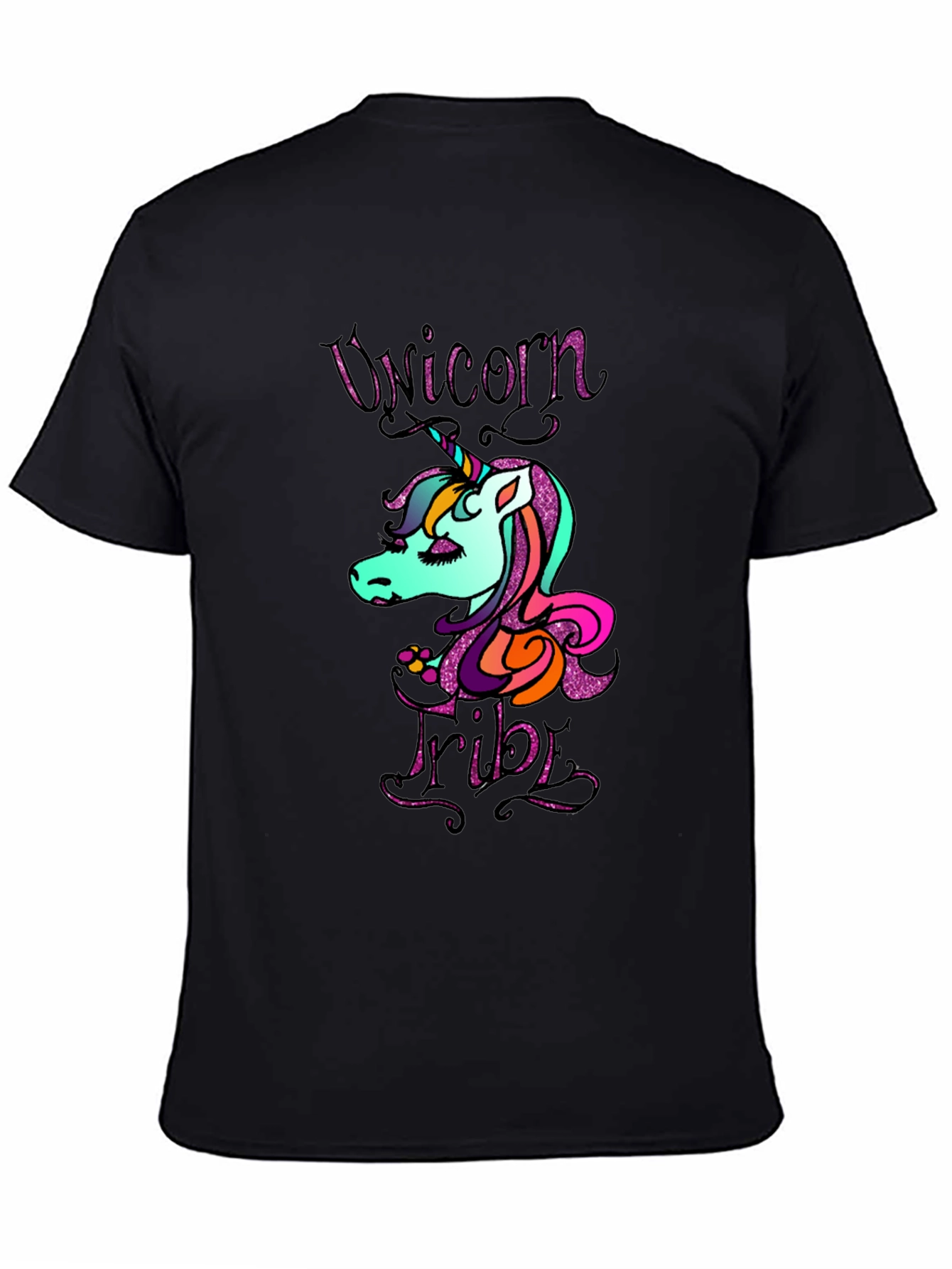 Black Unicorn Tribe Graphic Tee - Men's Black T-Shirt view 4