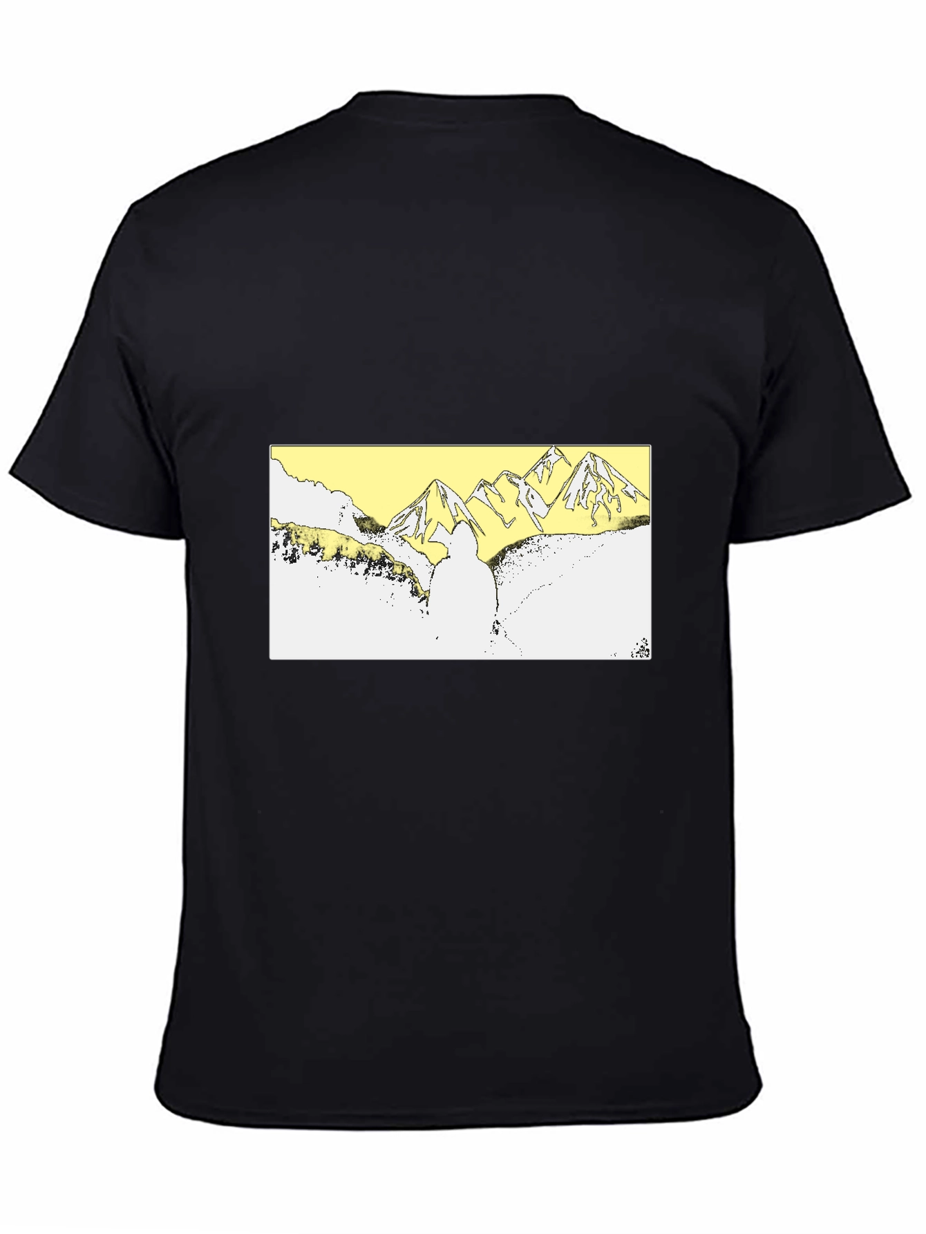 Black Black T-Shirt with Mountain Landscape Graphic view 4