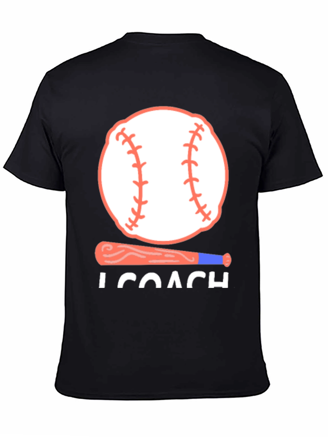 Baseball Coach T-Shirt - Baseball Bat and Ball Design - 4
