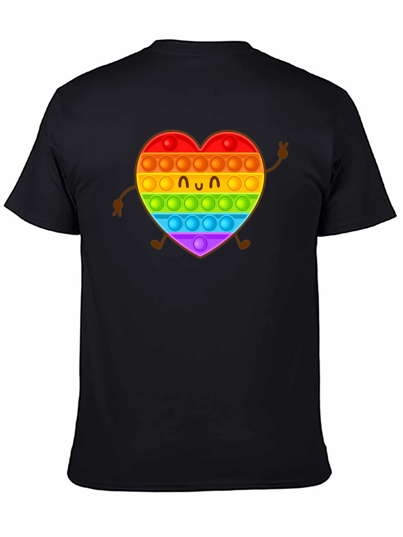 Black Rainbow Heart Pop It Graphic Tee view 4