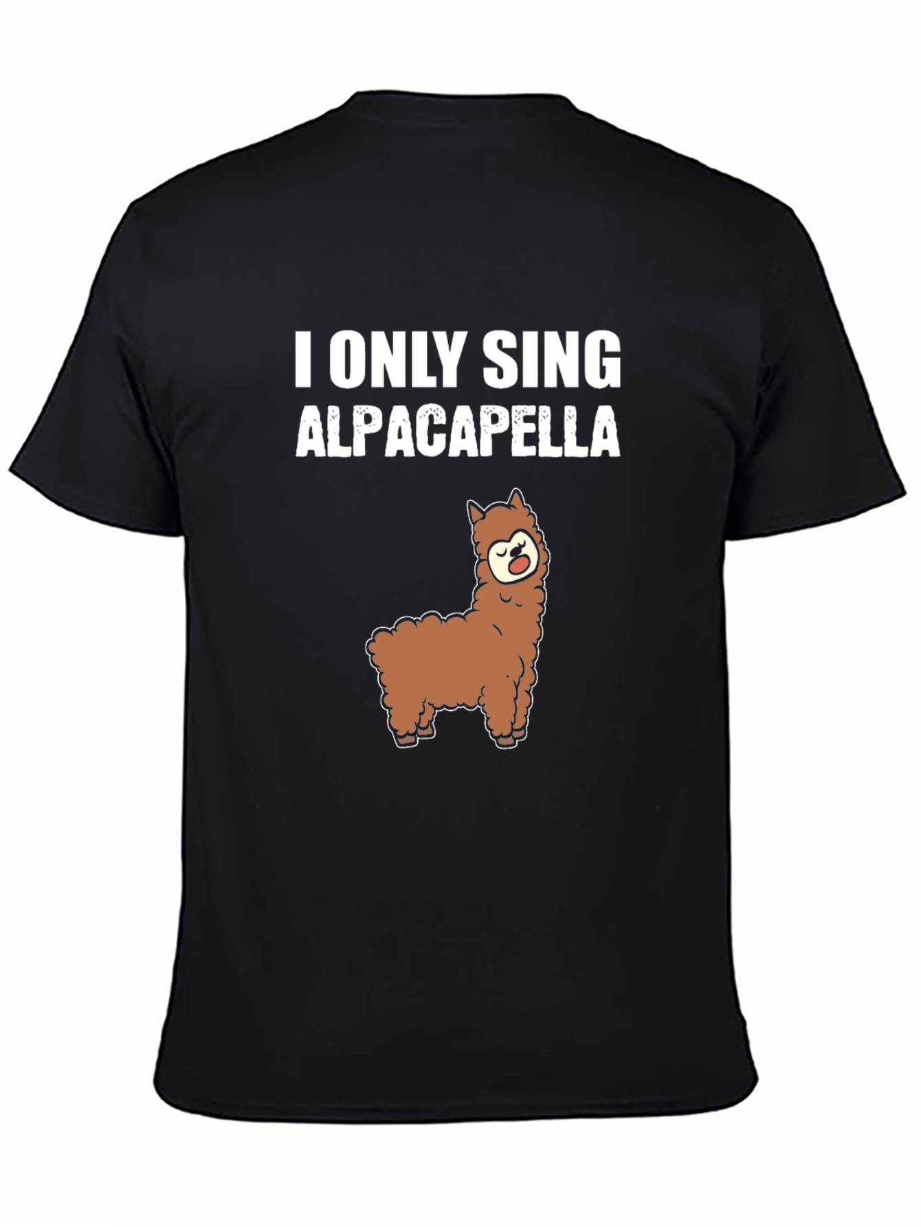 Black Alpaca-pella T-Shirt Funny Music Pun Tee view 4