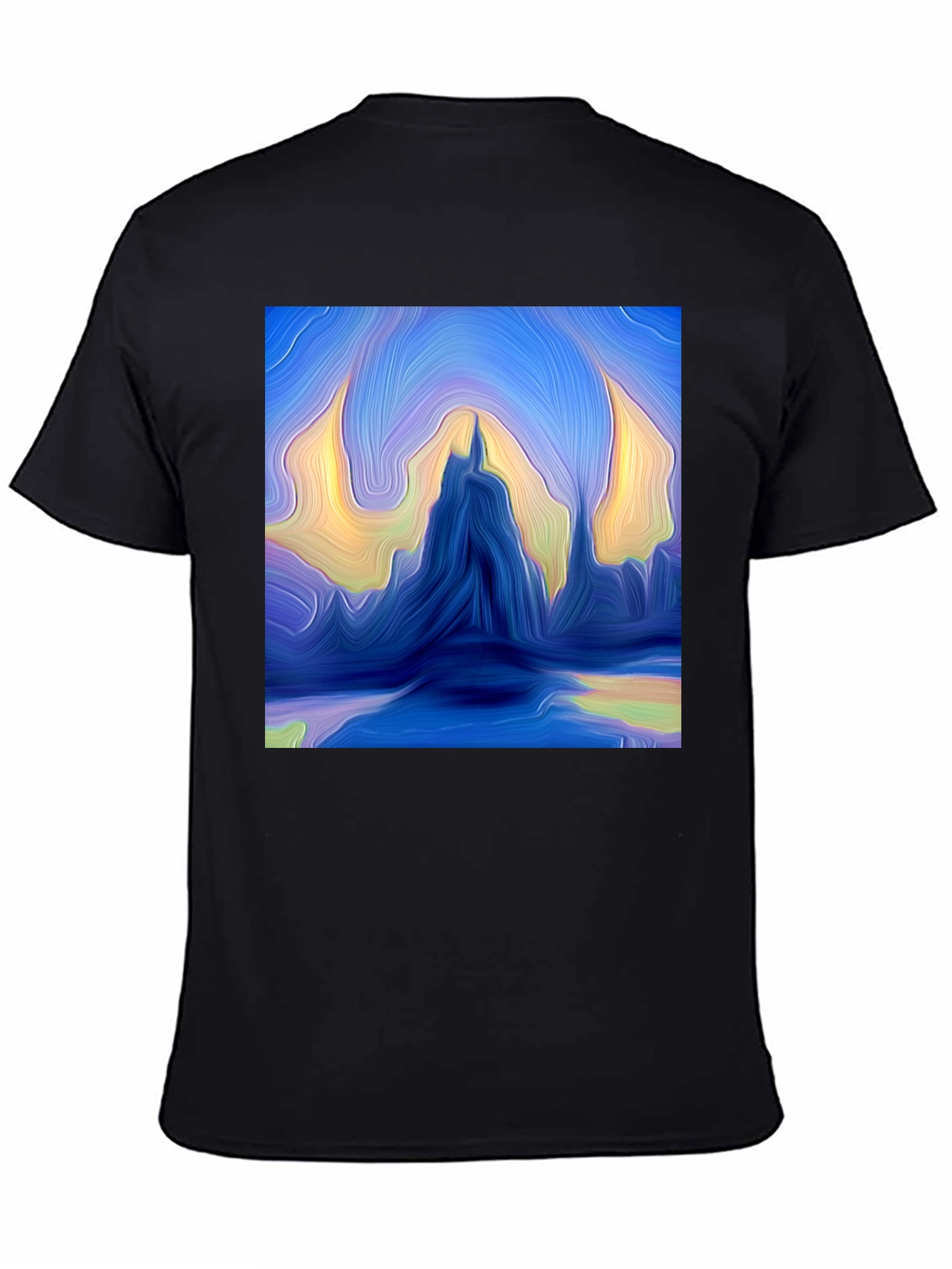 Black Abstract Mountains Graphic Tee view 4