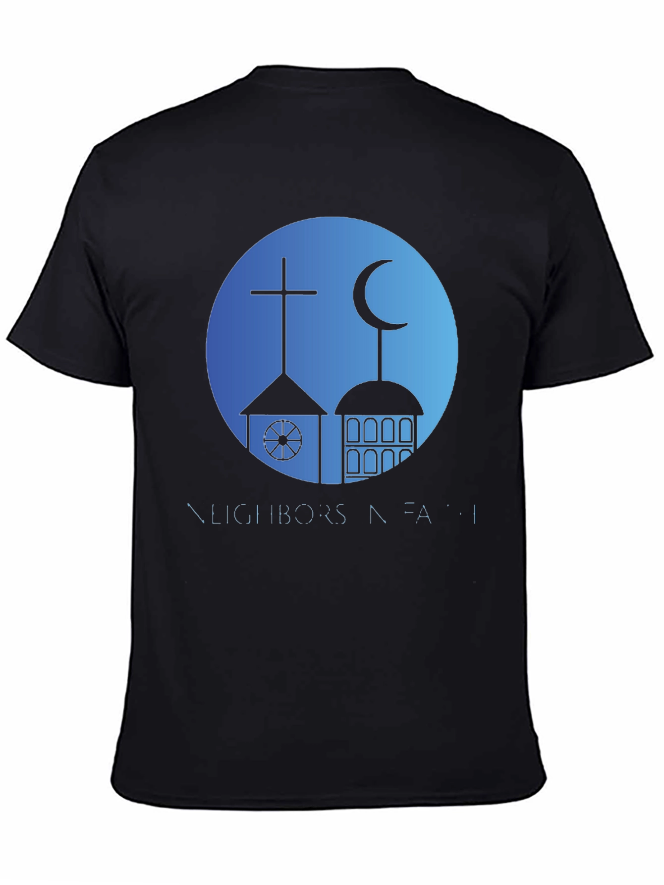 Black Neighbors in Faith T-Shirt - Religious Harmony Design view 4