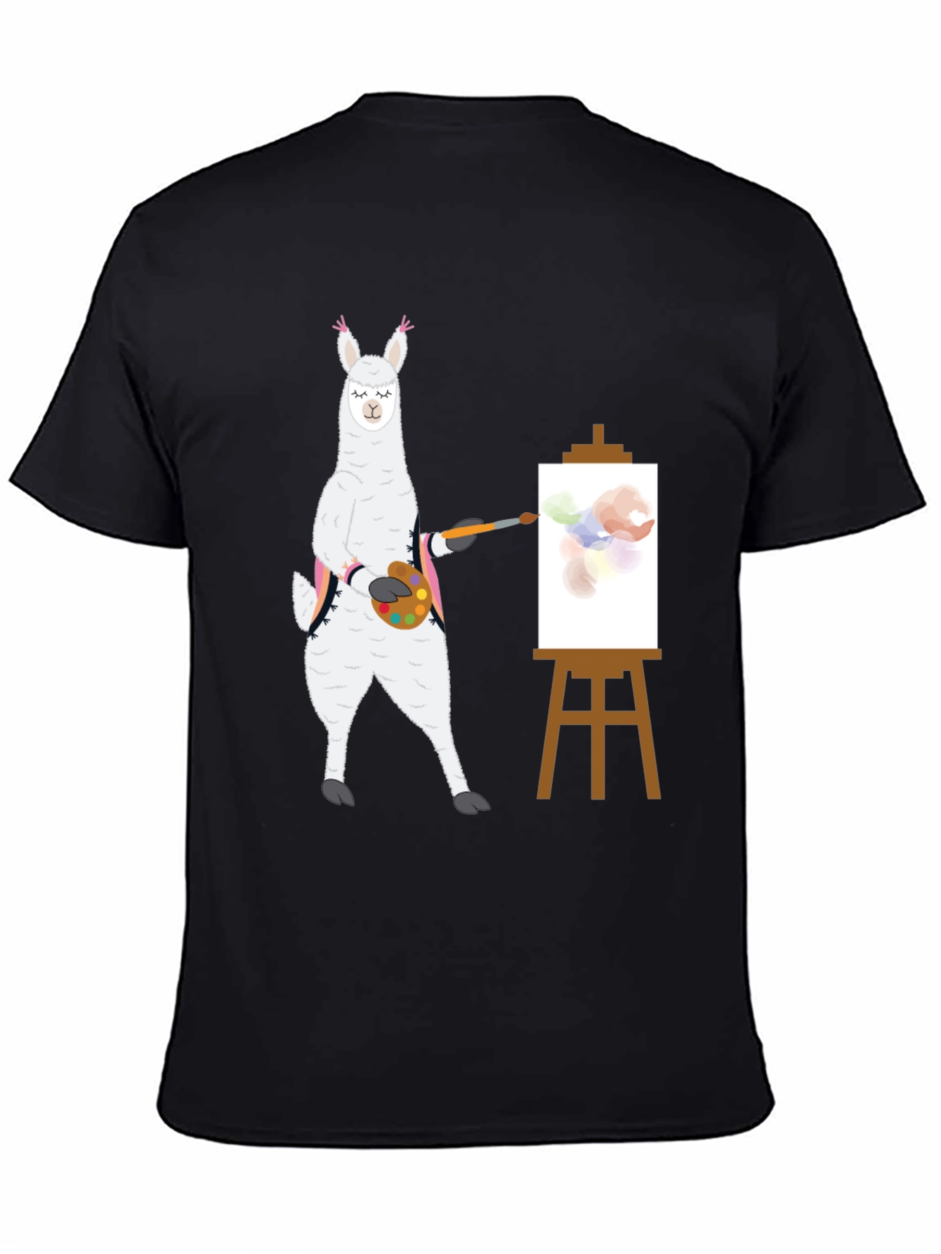 Black Llama Artist T-Shirt - Painter Alpaca Tee view 4