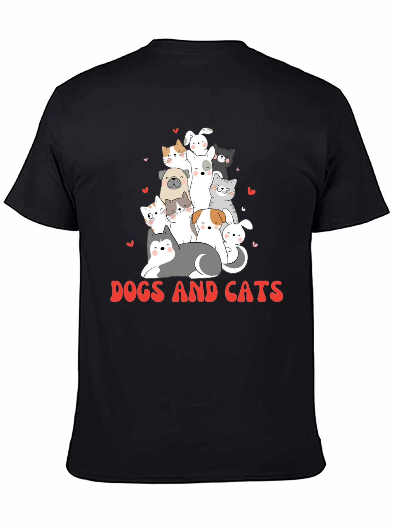 Cute Dogs and Cats Graphic T-Shirt - 4