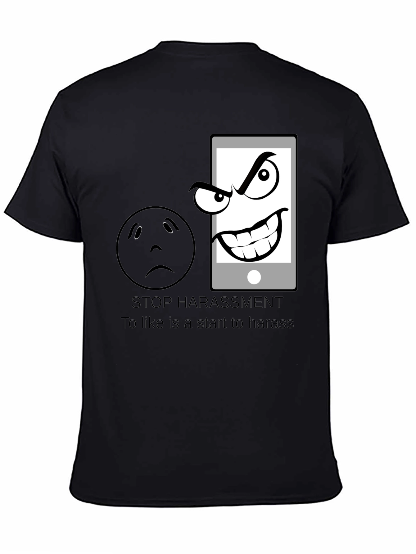 Black Stop Harassment Graphic T-Shirt view 4