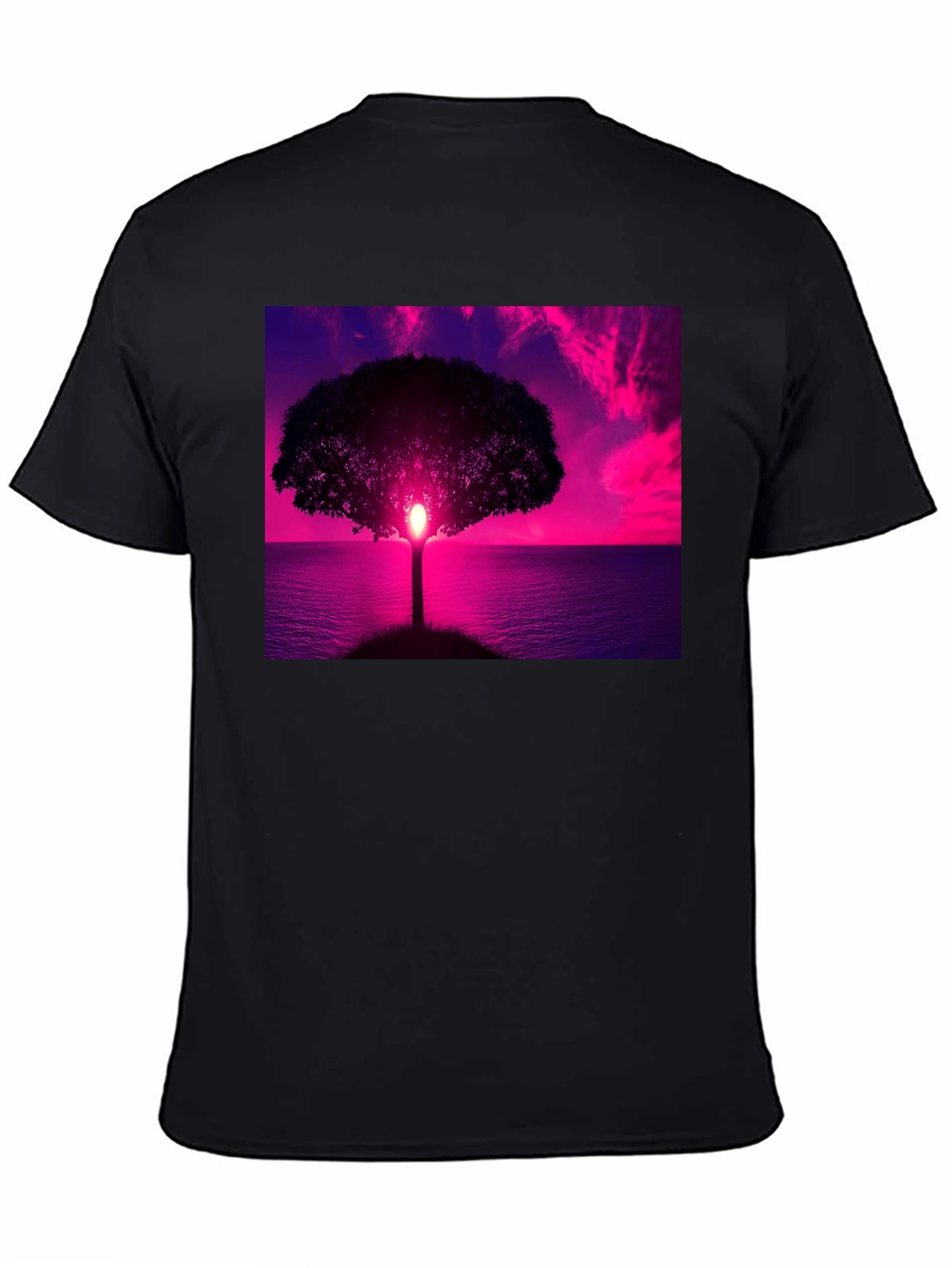 Black Sunset Tree Graphic Tee - Black Cotton Comfort view 4