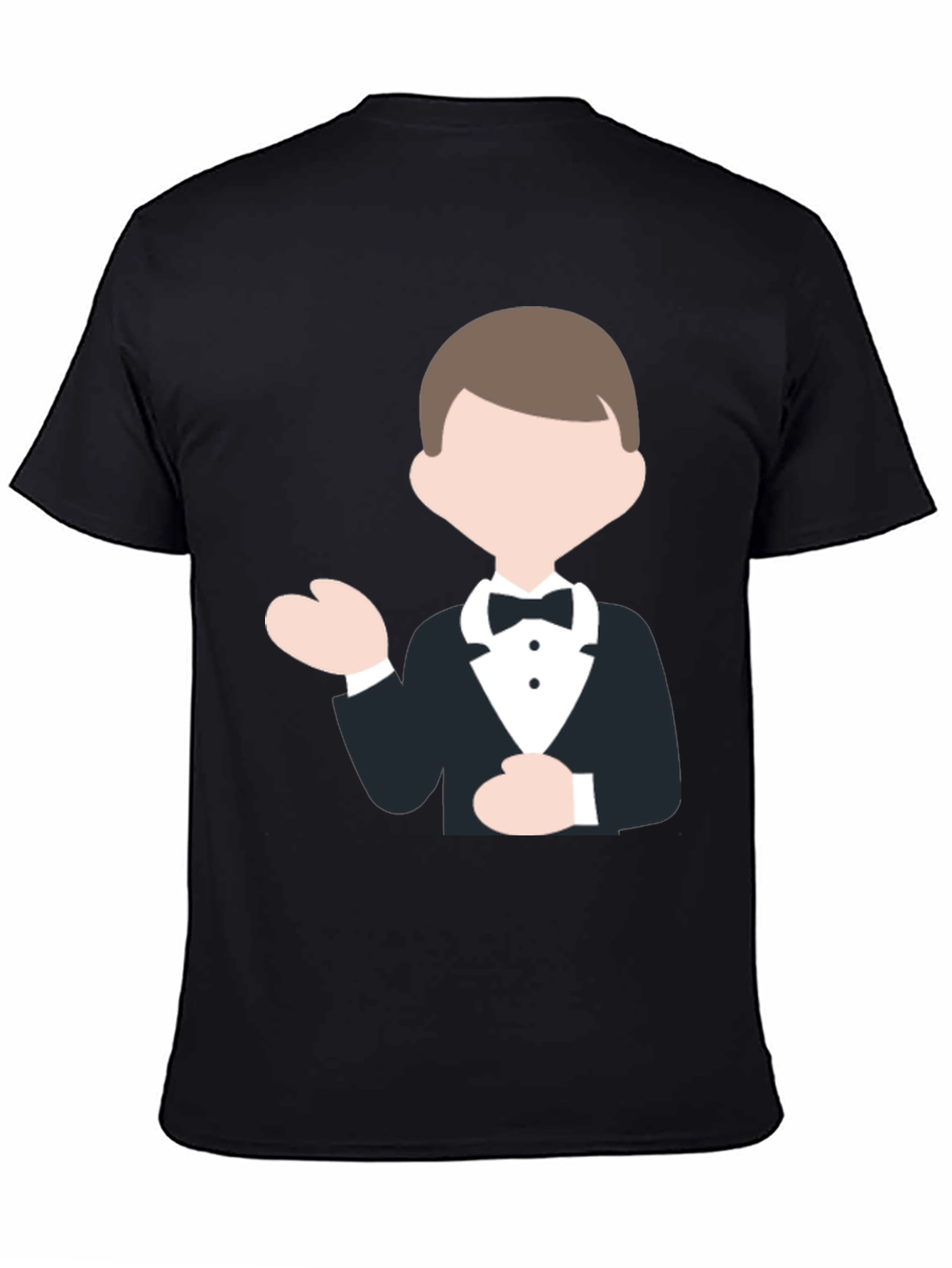 Black Tuxedo Cartoon Graphic Black T-Shirt view 4