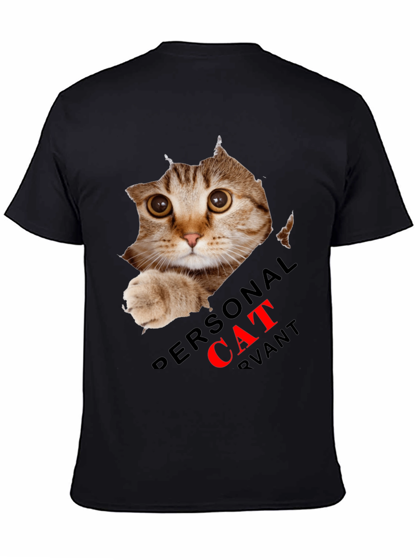 Black Personal Cat Servant Graphic Tee - Black Cotton Blend view 4