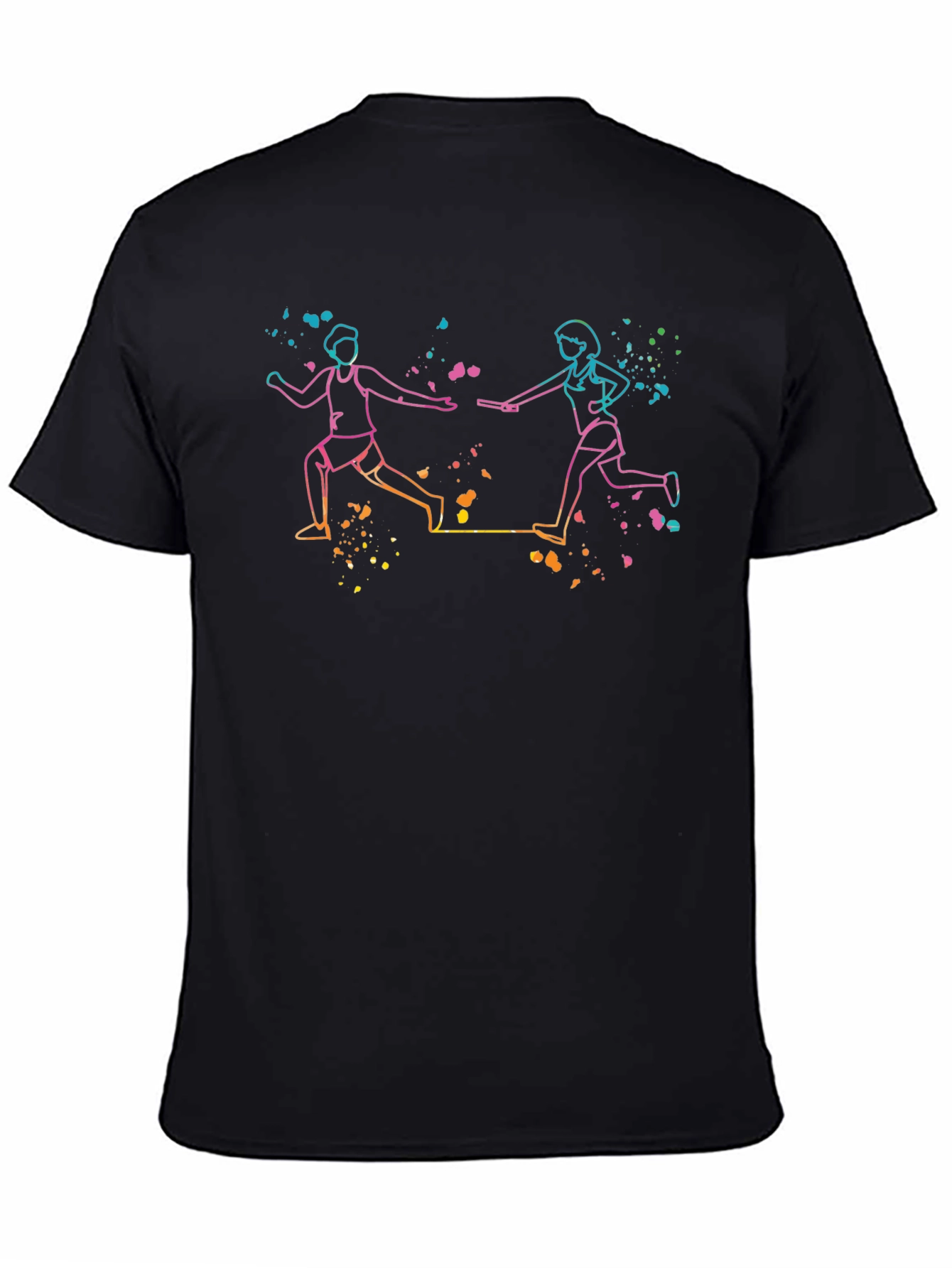 Black Relay Race Graphic Tee - Black Cotton Blend view 4